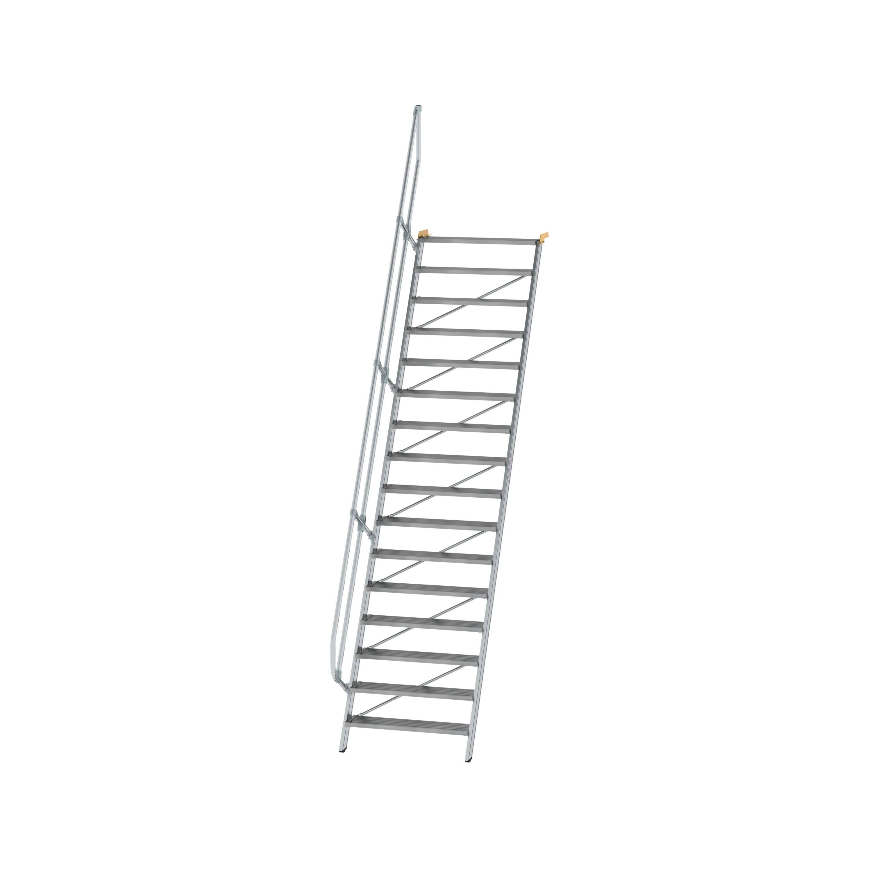 Treppe 60° Stufenbreite 1000 mm 16 Stufen Aluminium geriffelt