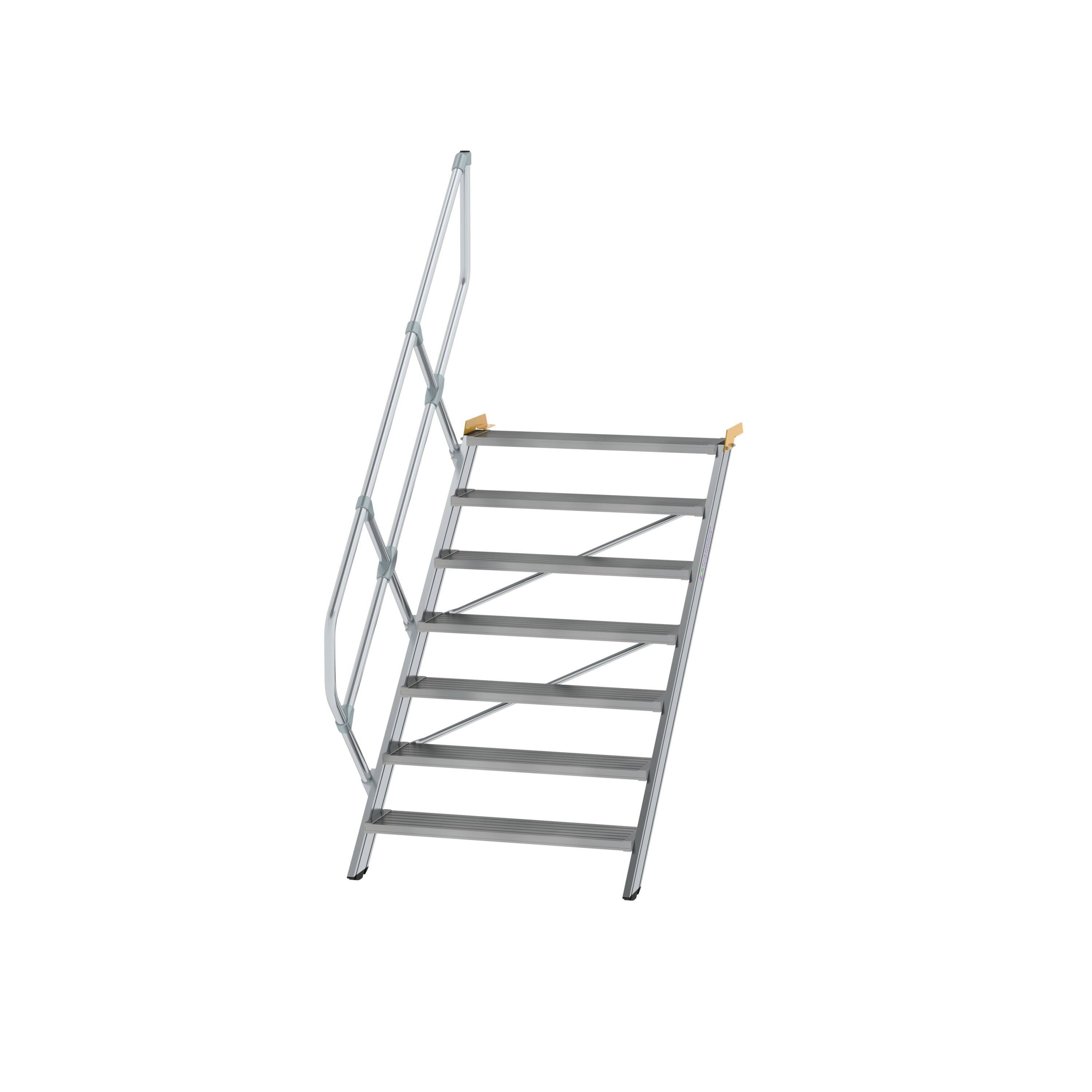 Treppe 45° Stufenbreite 1000 mm 7 Stufen Aluminium geriffelt