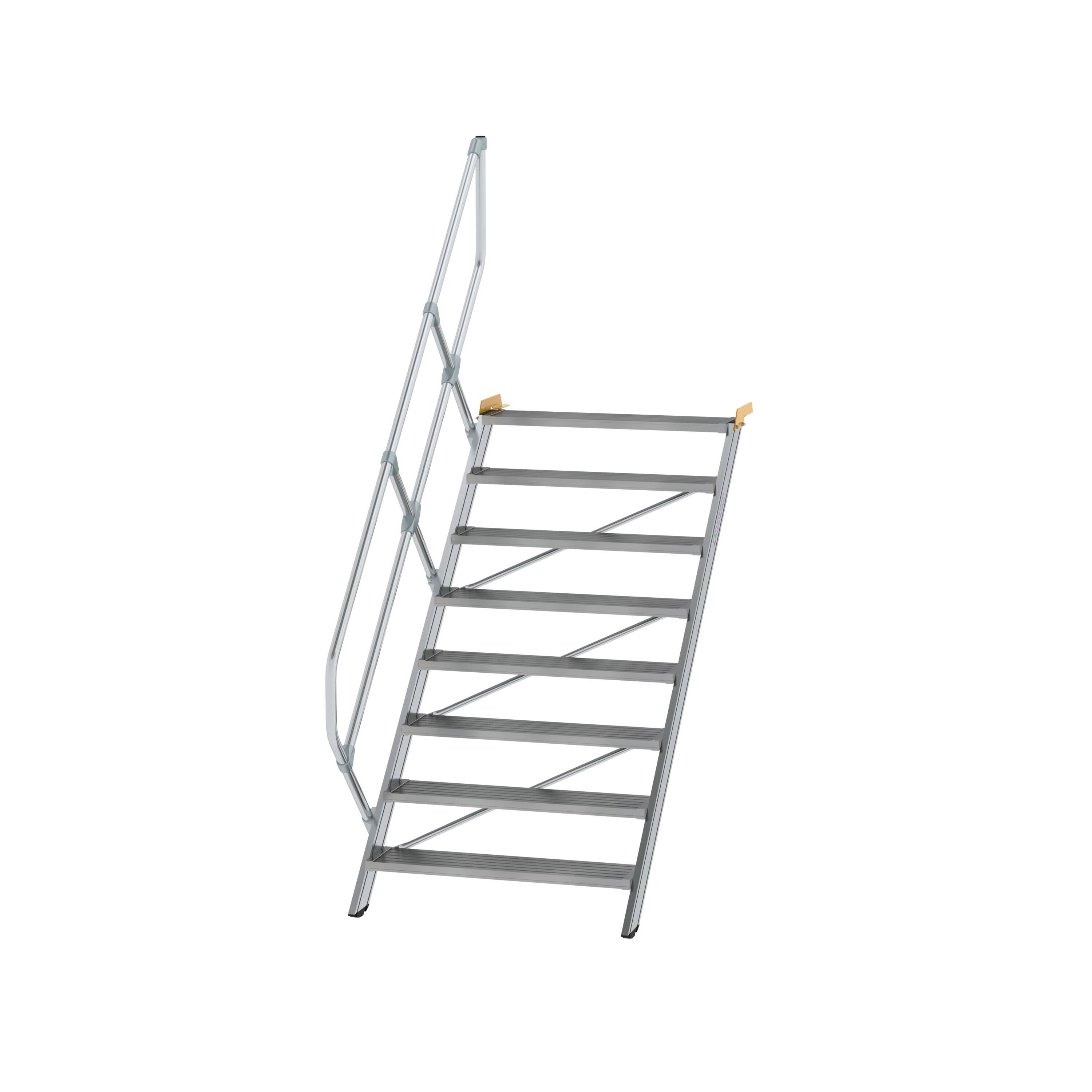 Treppe 45° Stufenbreite 1000 mm 8 Stufen Aluminium geriffelt
