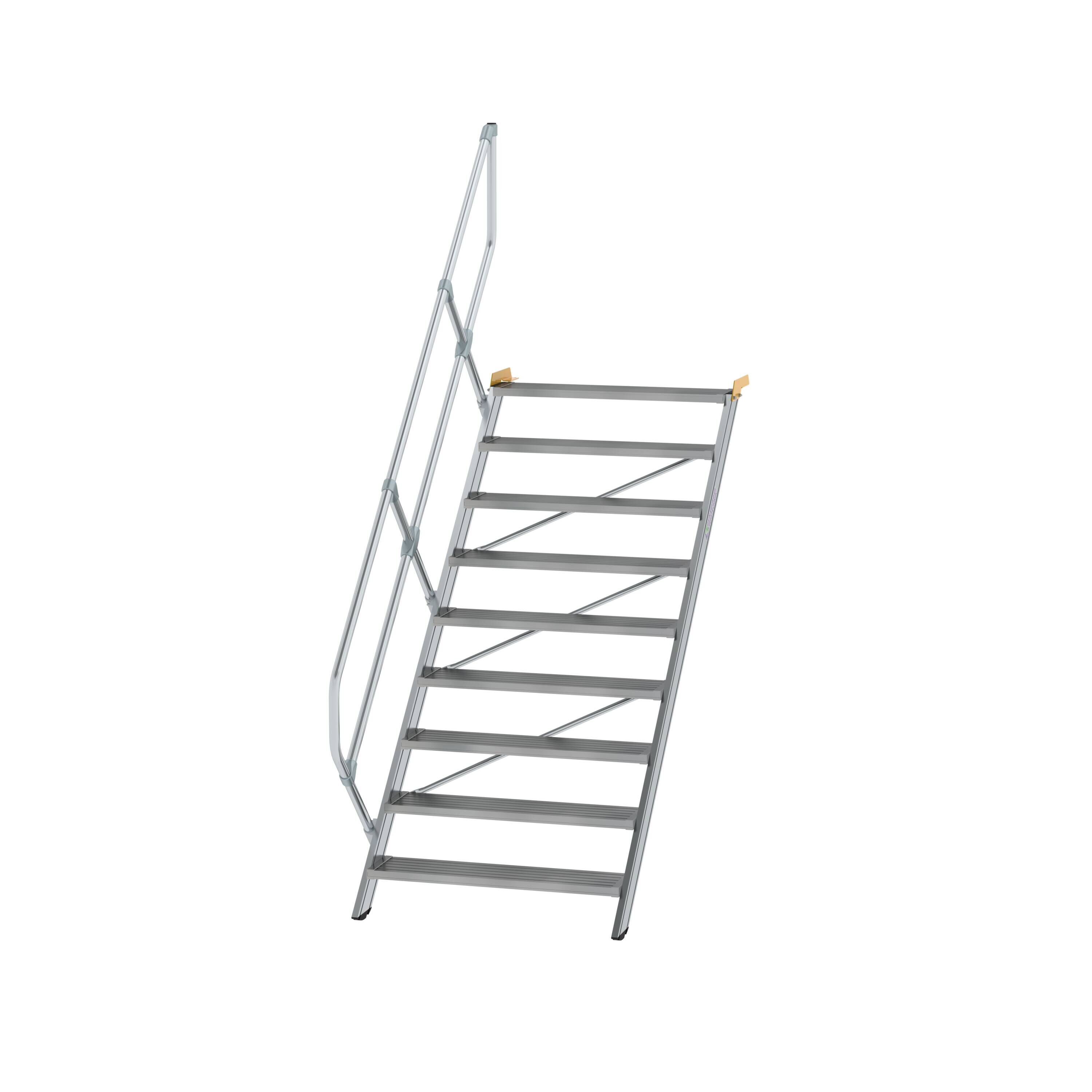 Treppe 45° Stufenbreite 1000 mm 9 Stufen Aluminium geriffelt