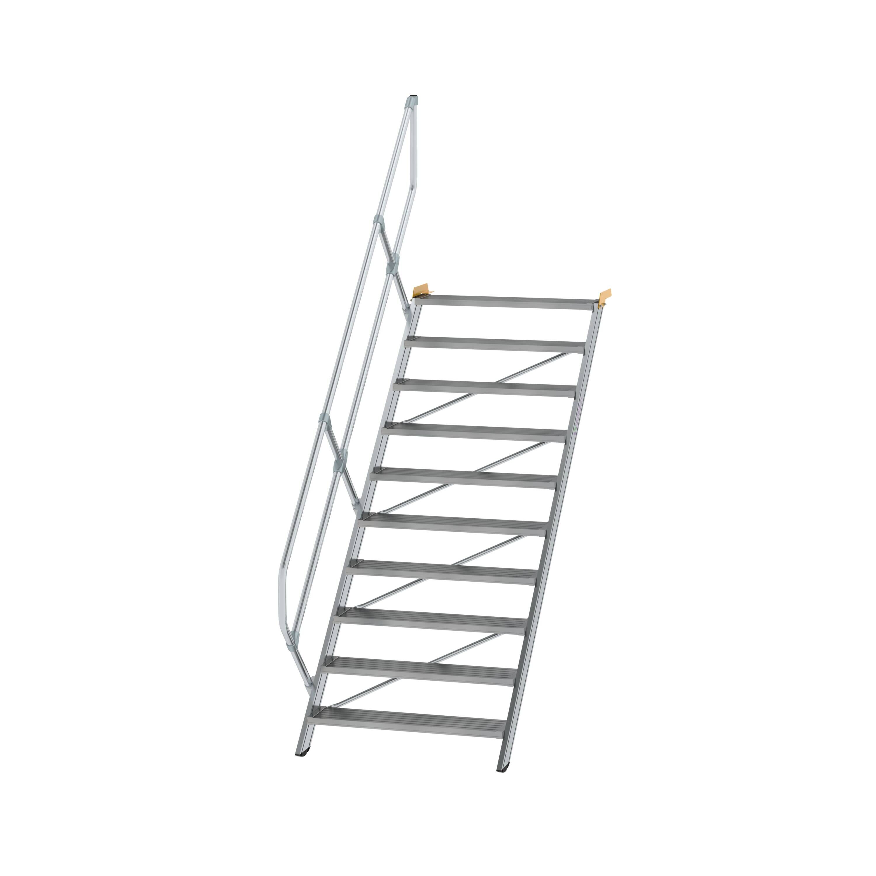 Treppe 45° Stufenbreite 1000 mm 10 Stufen Aluminium geriffelt