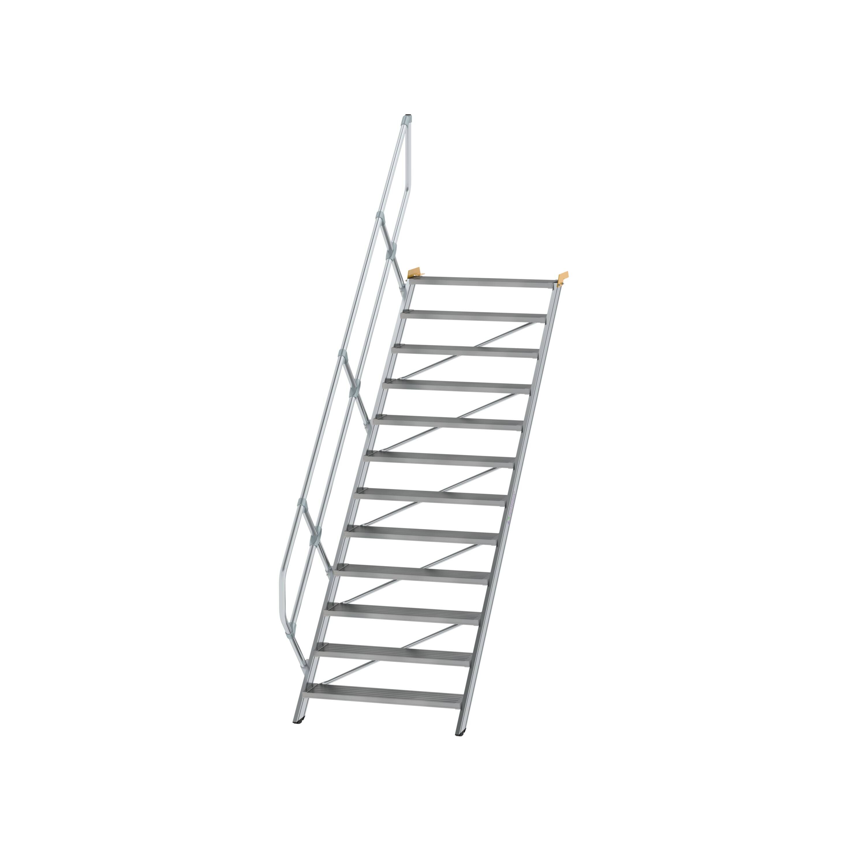Treppe 45° Stufenbreite 1000 mm 12 Stufen Aluminium geriffelt