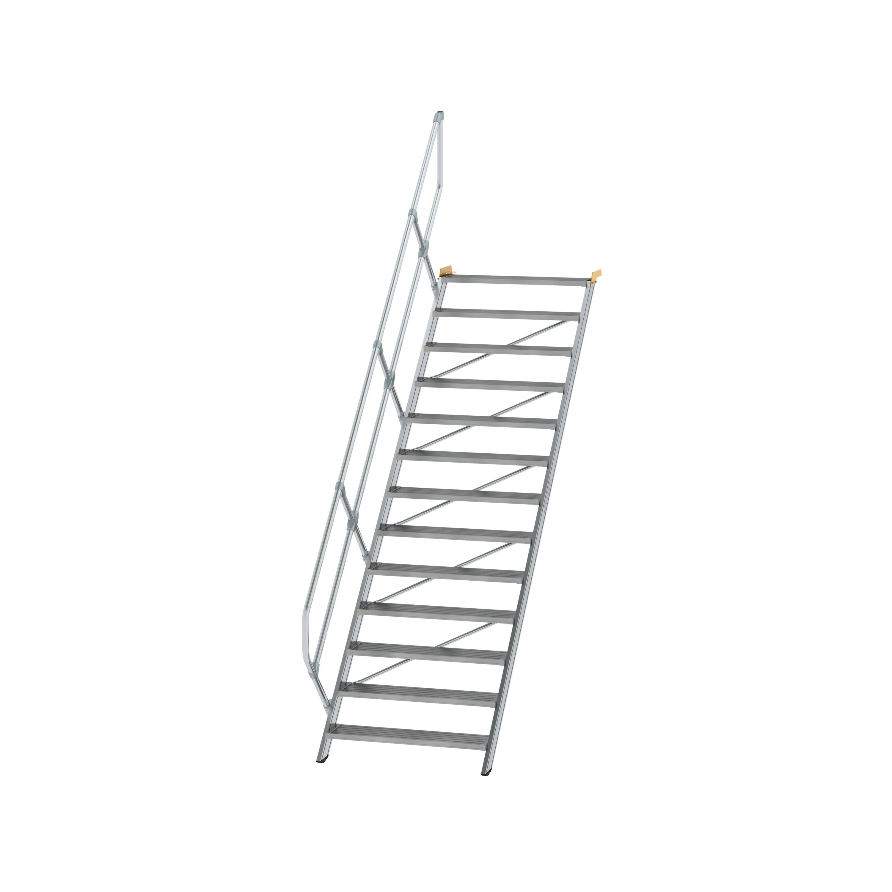 Treppe 45° Stufenbreite 1000 mm 13 Stufen Aluminium geriffelt