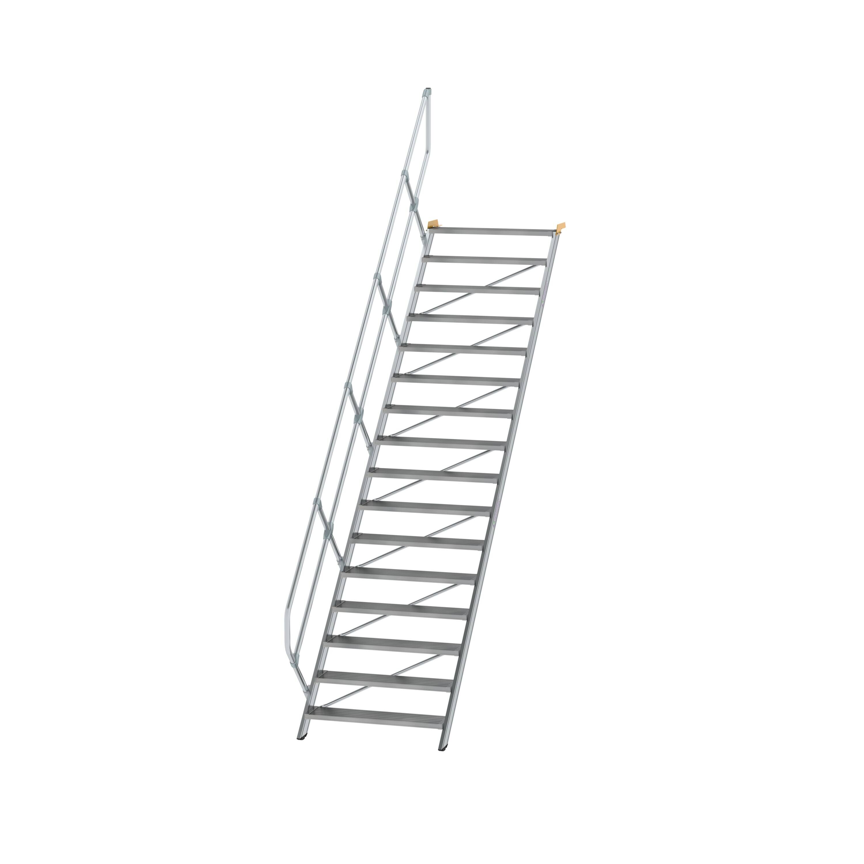 Treppe 45° Stufenbreite 1000 mm 16 Stufen Aluminium geriffelt