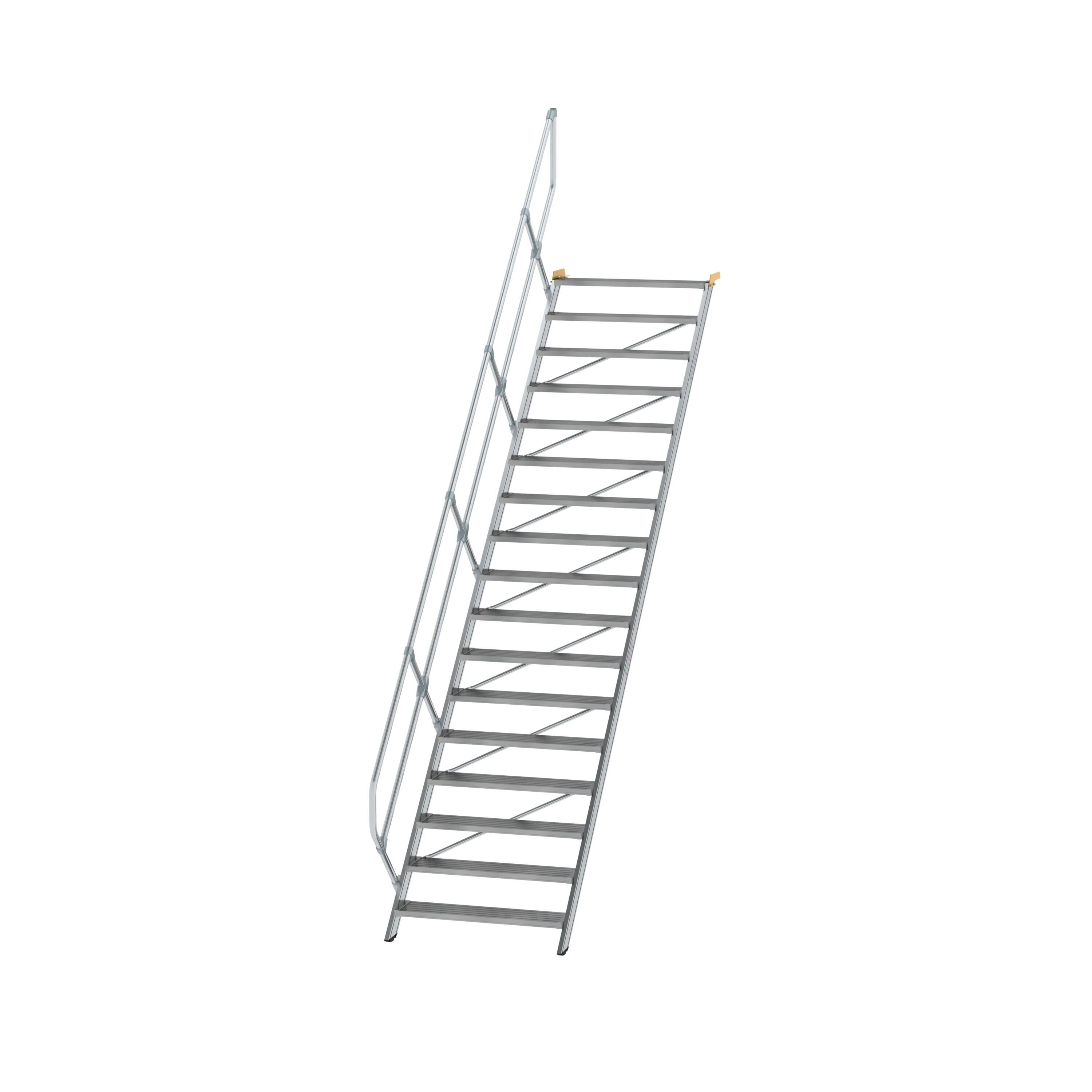 Treppe 45° Stufenbreite 1000 mm 17 Stufen Aluminium geriffelt
