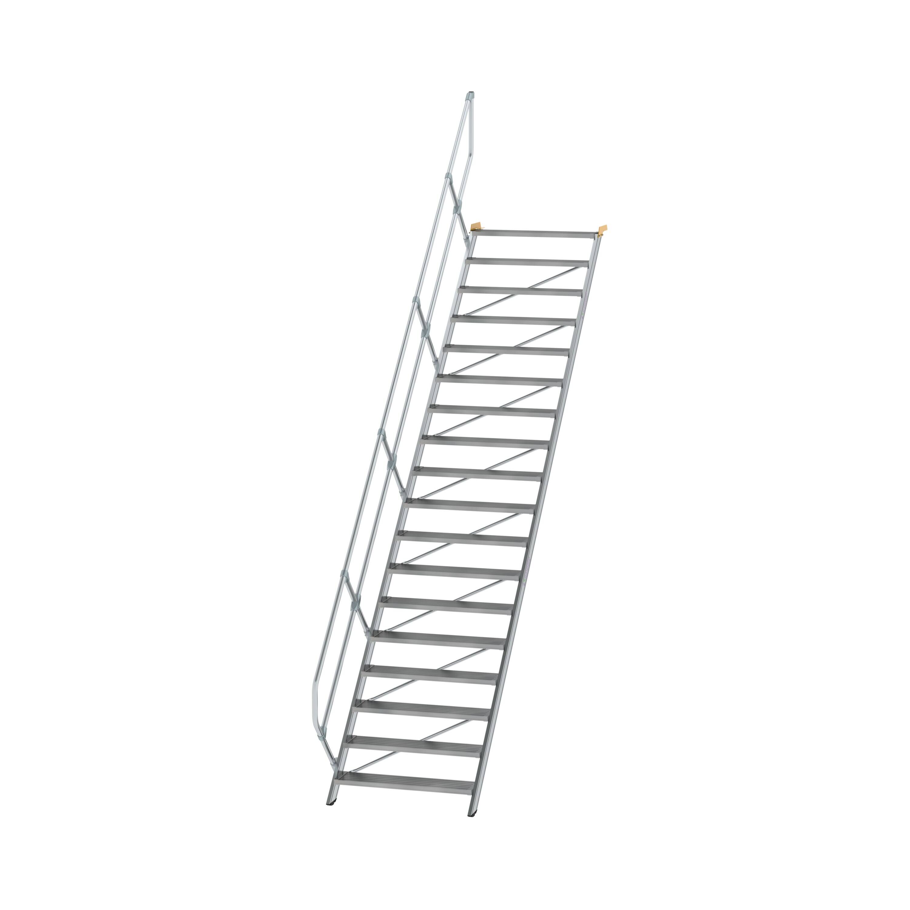 Treppe 45° Stufenbreite 1000 mm 18 Stufen Aluminium geriffelt