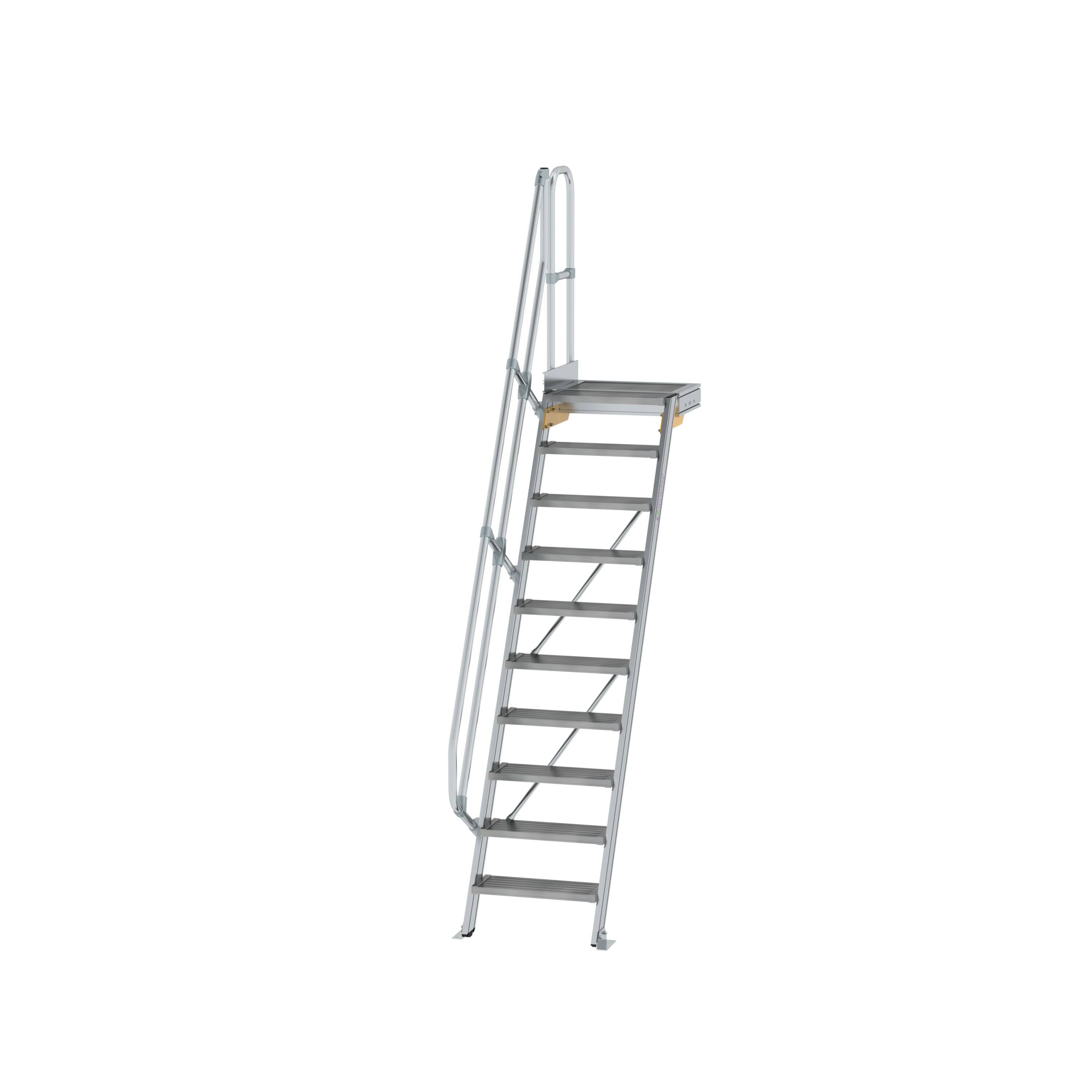 Treppe mit Plattform 60° Stufenbreite 600 mm 10 Stufen Aluminium geriffelt