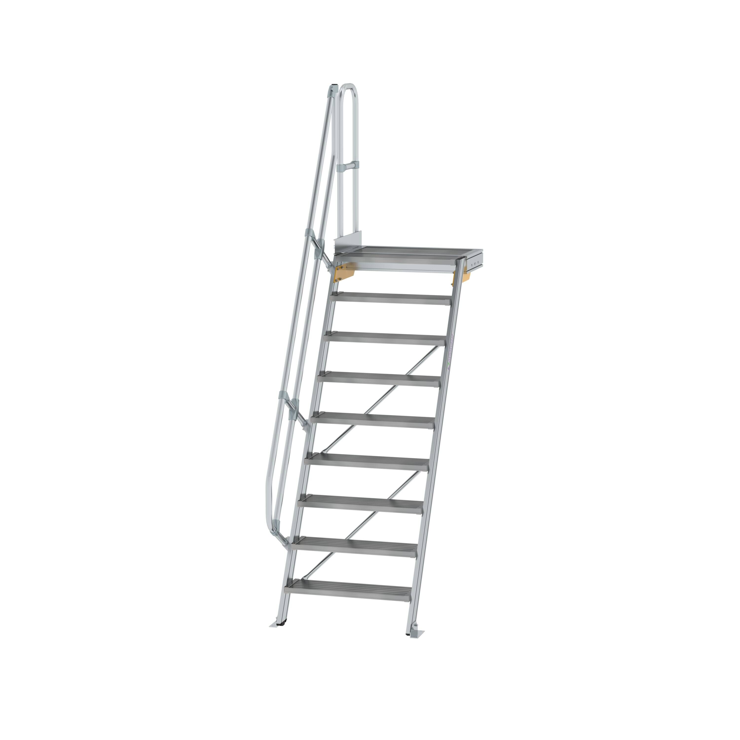 Treppe mit Plattform 60° Stufenbreite 800 mm 9 Stufen Aluminium geriffelt