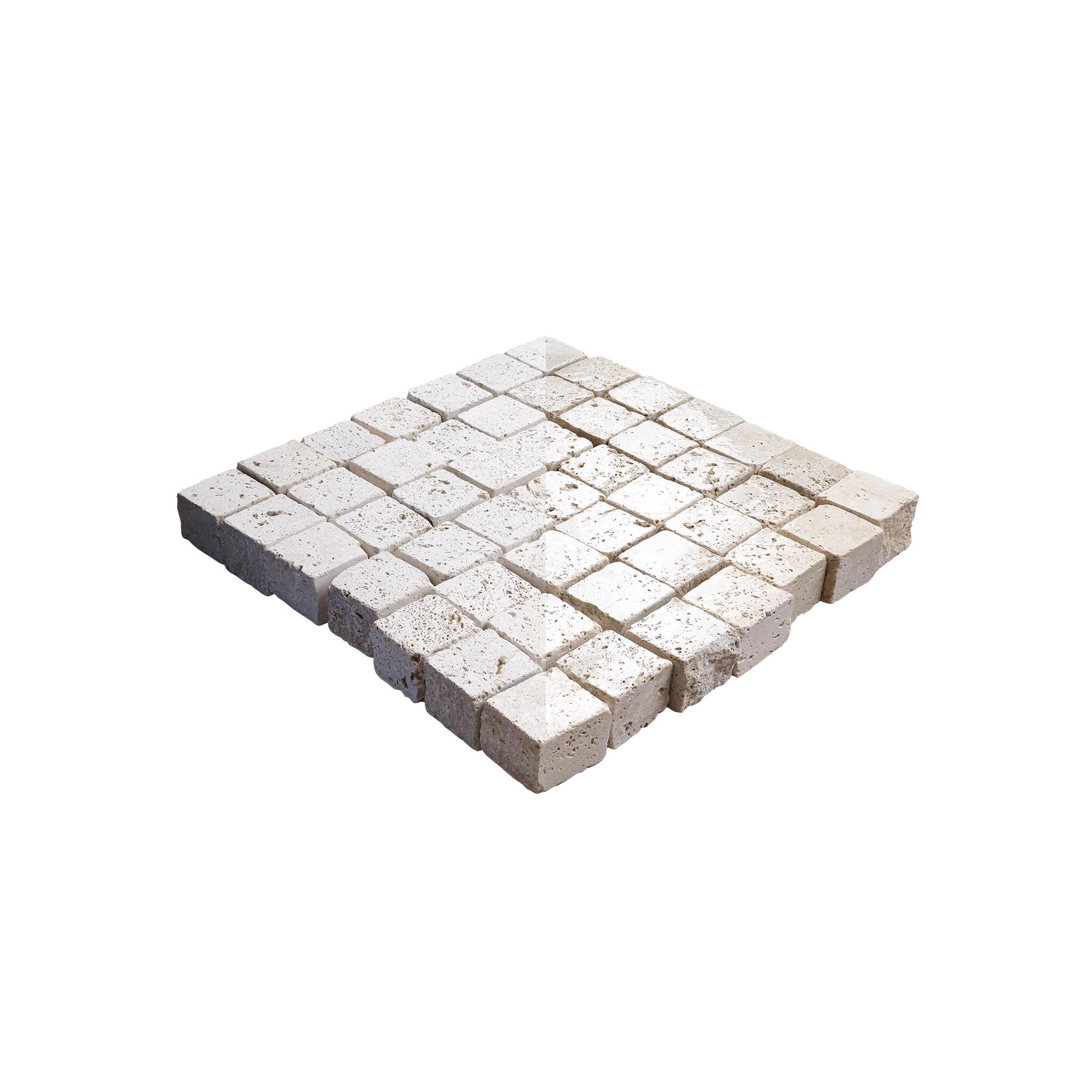 Pflastersteine, Travertin beige (Classic) geschliffen & getrommelt, 10x10x8 cm