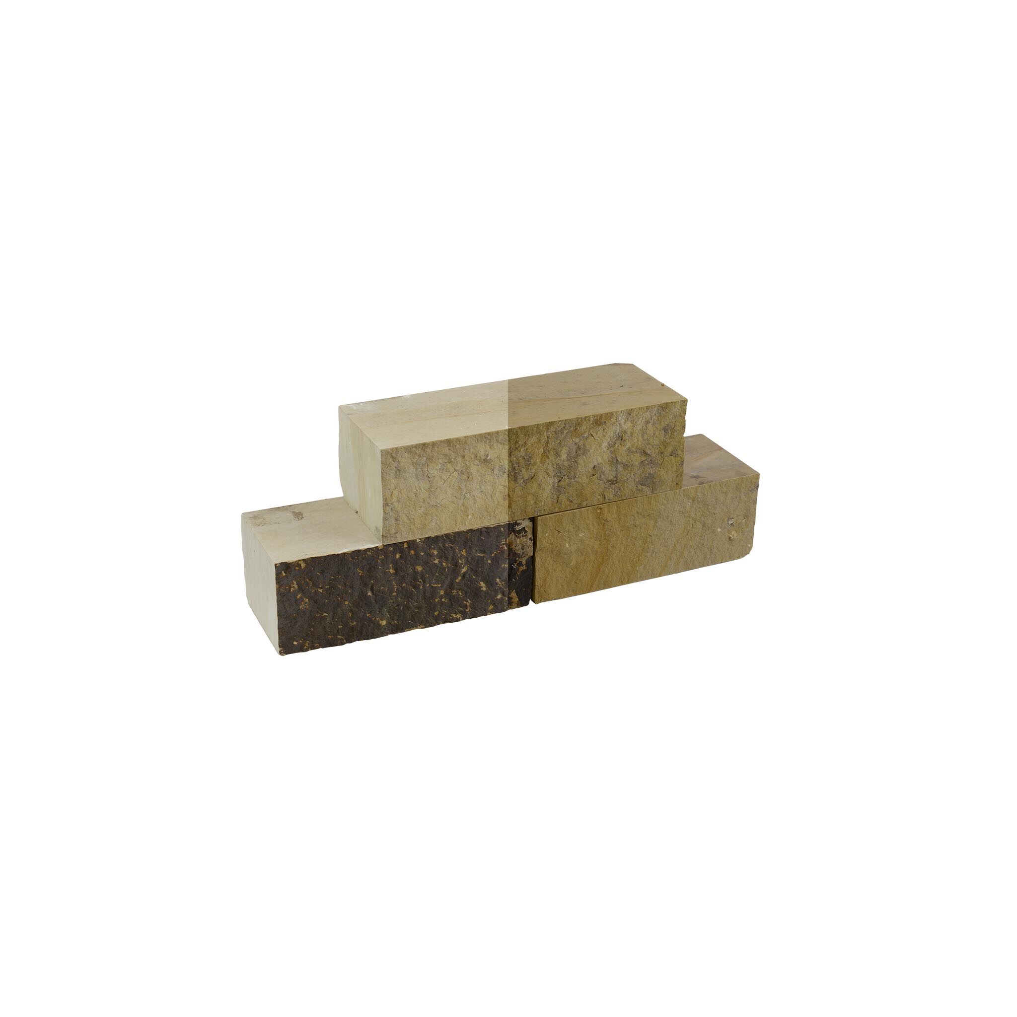 Mauersteine, Sandstein (gelblich) gelb/weiß/gelb, Systemmauerwerk, 15x30-60x18-20 cm