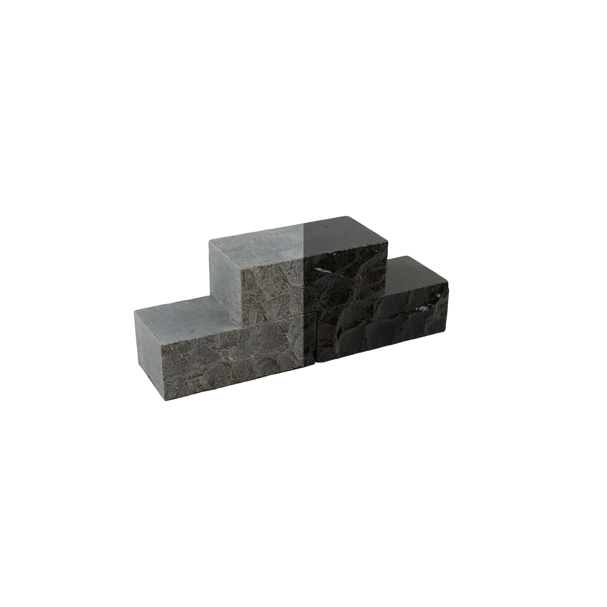 Mauersteine, Basalt anthrazit getrommelt, 15x20x40 cm