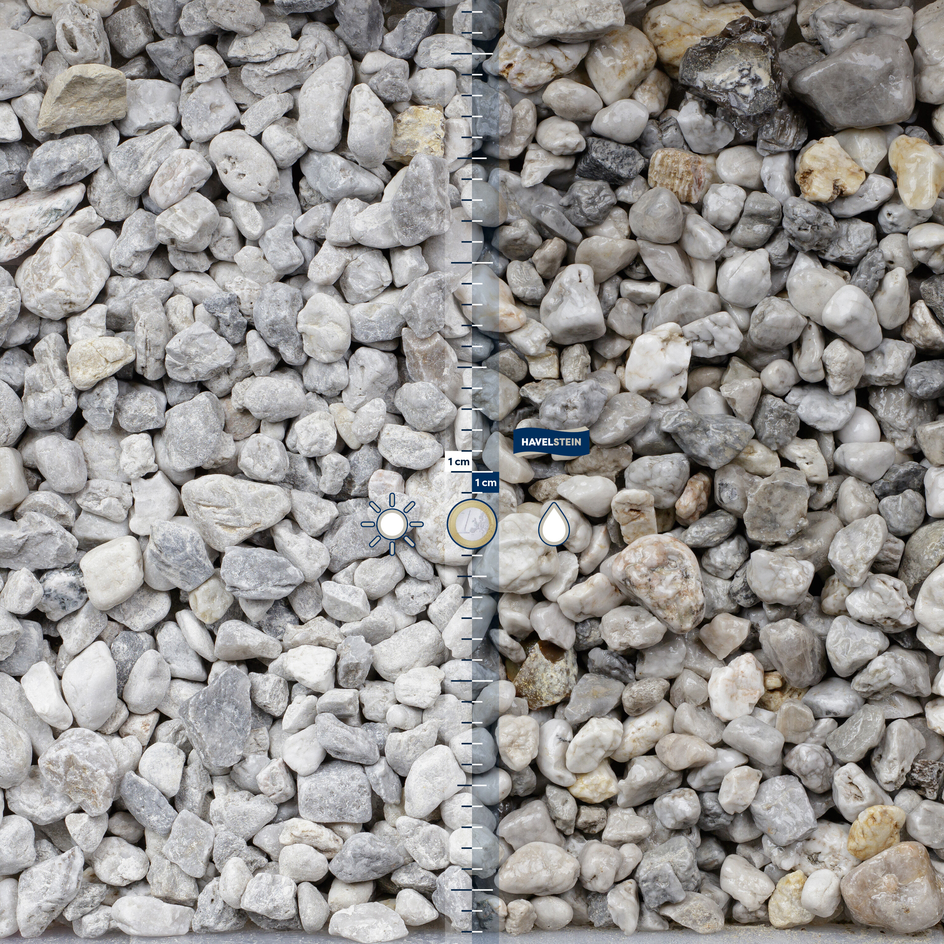 Zierkies (grobe Gesteinskörnung, gewaschen), Quarzit weiß/grau/gelb, 16/32 mm