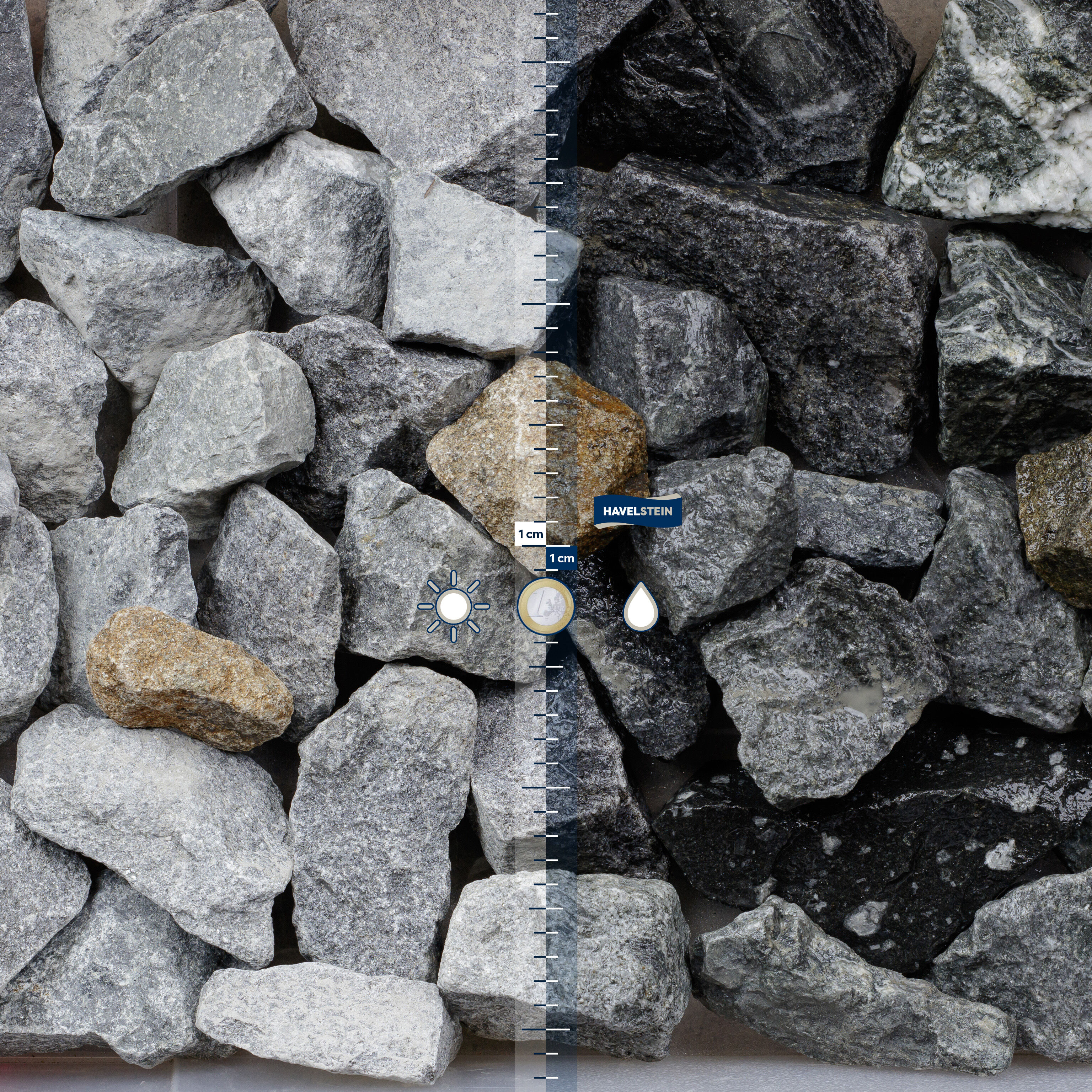 Wasserbausteine (DIN EN 13383 / TLW 2003), Granit grau/blau/braun, 45/125 mm