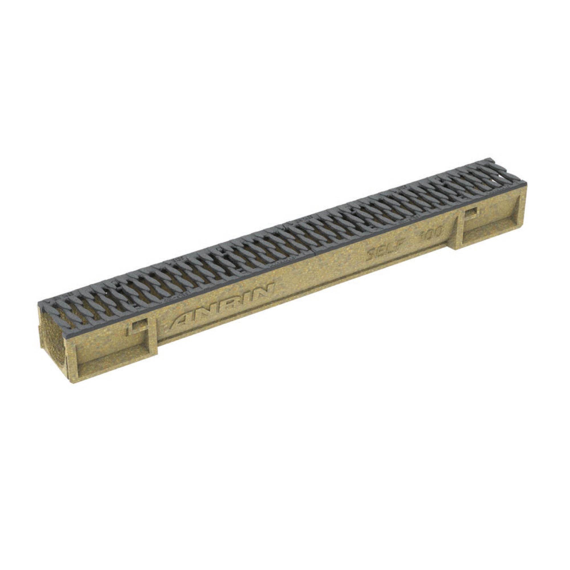SELF 100 Entwäserungsrinne mit Kunststoff-Stegrost Oval Grip 1m