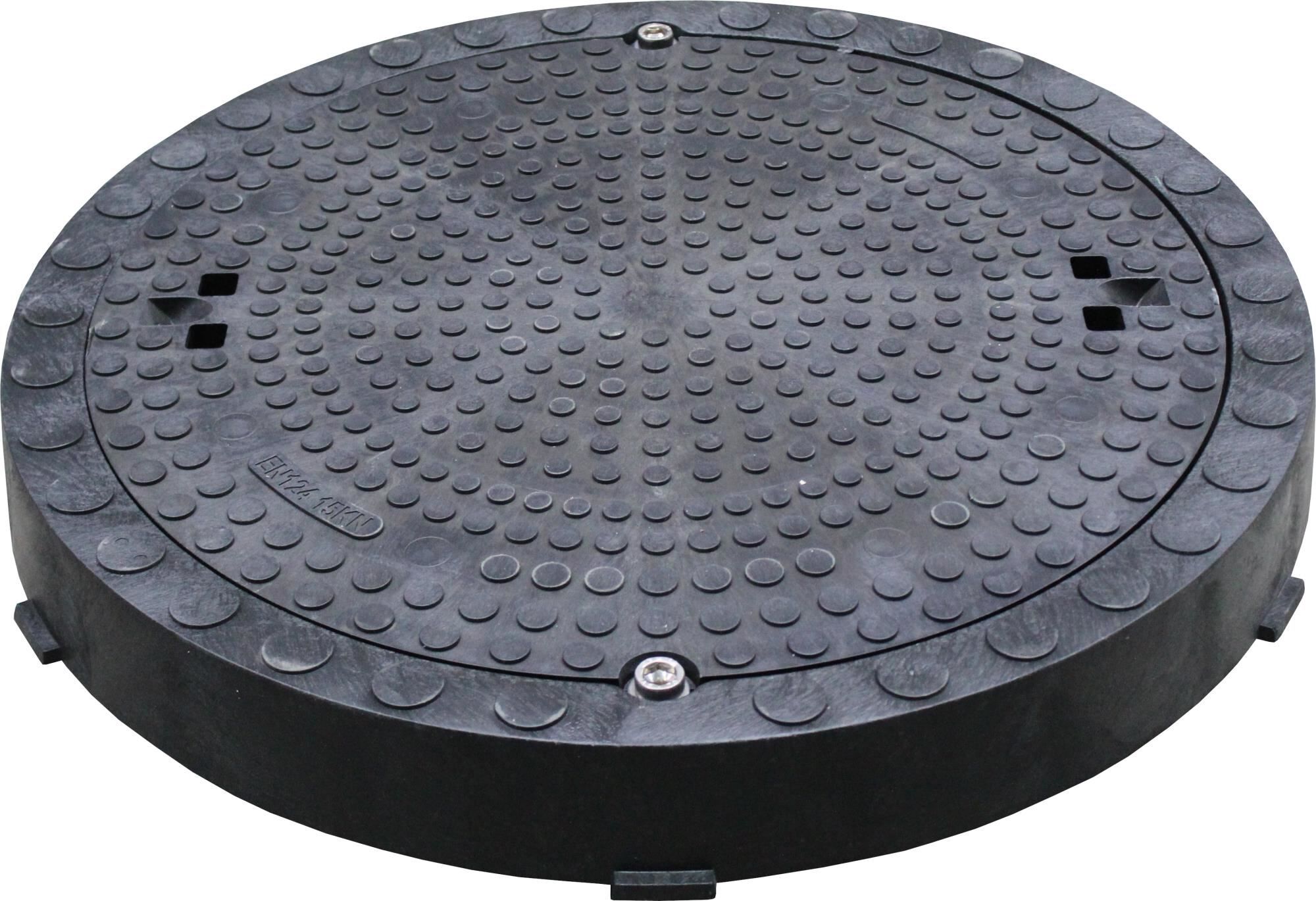 VOLFI Schachtabdeckung befahrbar SA-KD, LW 600, Klasse D400, schwarz, Kunststoff wasserabw.