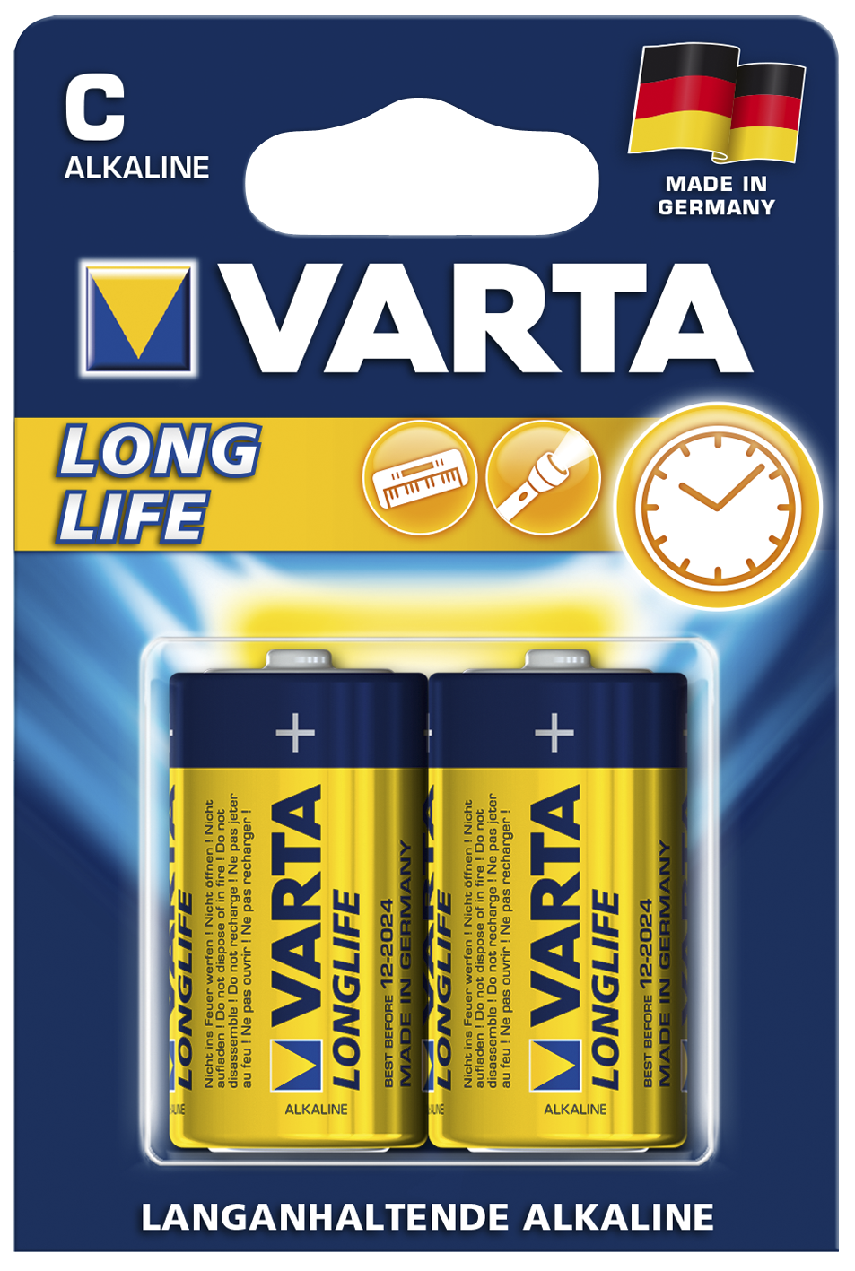 Baby-Batterie VARTA ''LONGLIFE'' Alkaline, 1,5 V, Typ C, 2er-Blister
