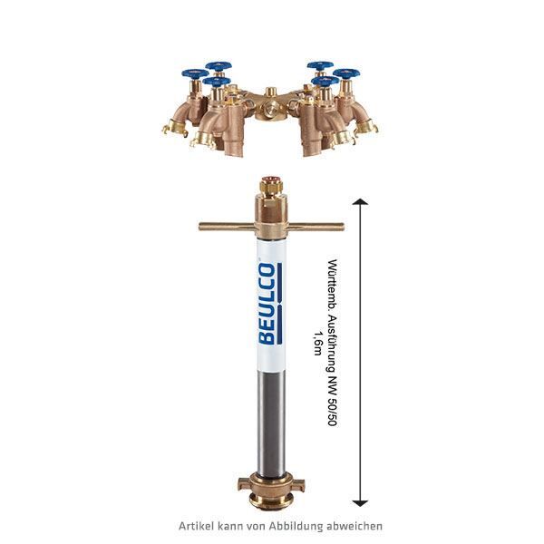Trinkwasser-Standrohr, würrtemb. NW50/50, für Wasserzähler Qn6 ohne Überbrückungsrohr mit 6x Systemtrenner BA DN20