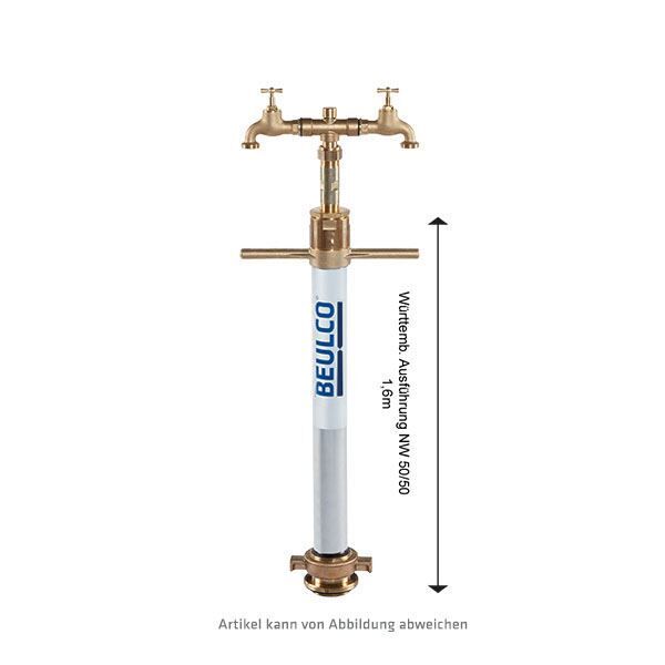 Standrohr, würrtemb. NW50/50, für Wasserzähler Qn2,5 mit Überbrückungsrohr 1" und 2x Zapfventil 1"