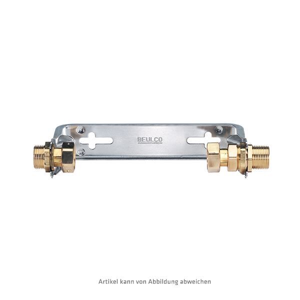 Wasserzähleranschlussgarnitur Q3=10 (alt Qn6) 1 1/4"x1 1/4" für waagerechten Zählereinbau Bügel offen, starr - Modell 60220E Wandabstand 87 mm, Q3 = 10  - NW 1“, Einbaulänge 260 mm, LAV B 60