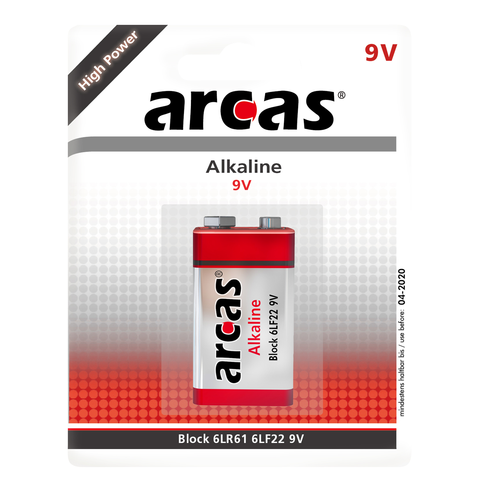 Block-Batterie Alkaline 9V, Typ 6LF22, 1er-Blister