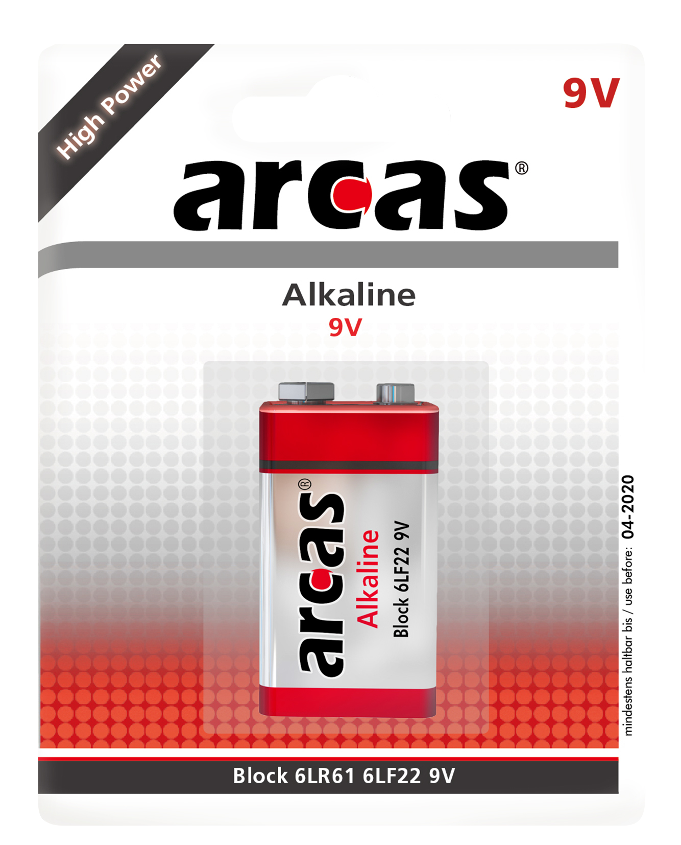 Block-Batterie Alkaline 9V, Typ 6LF22, 1er-Blister