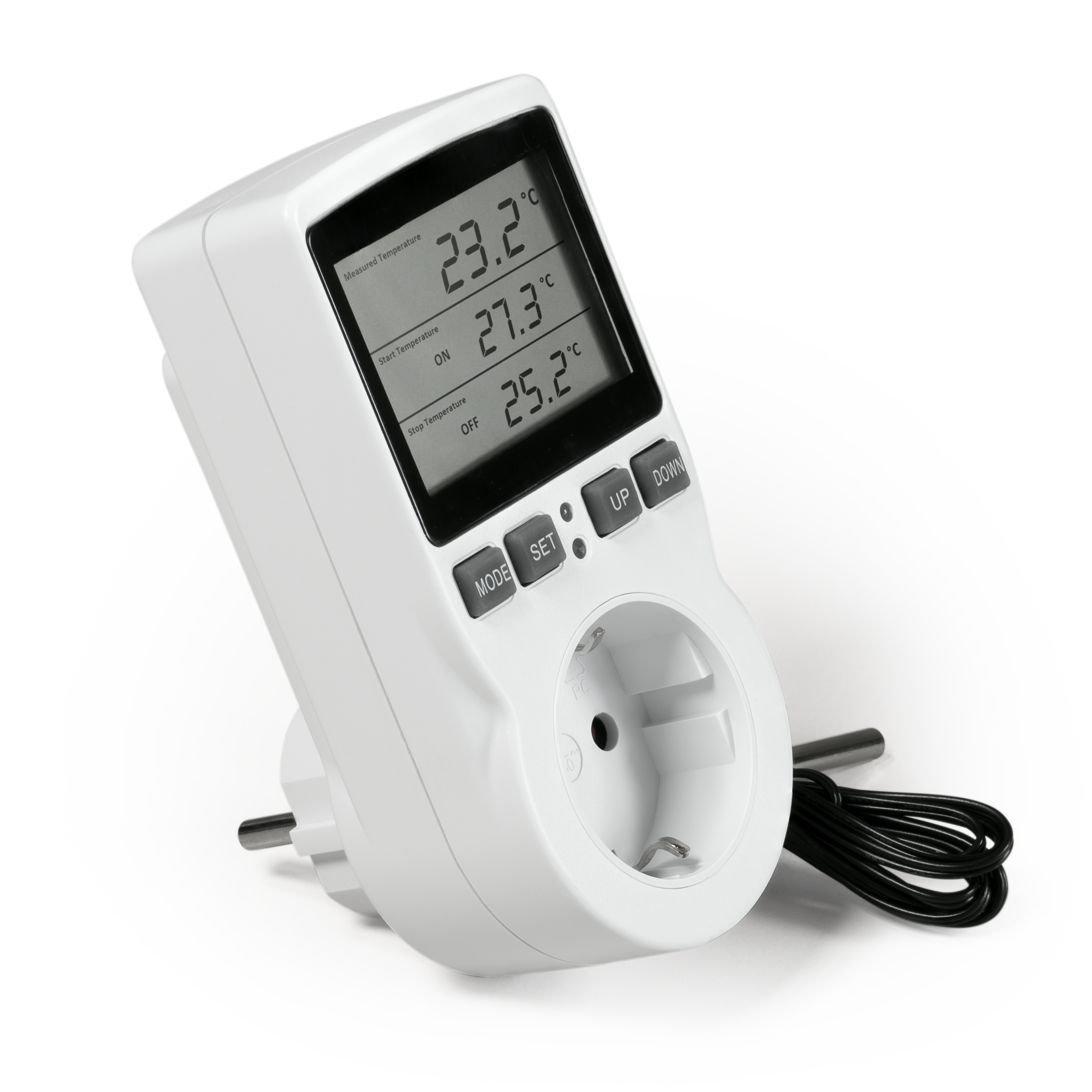Digitales Steckdosen-Thermostat McPower ''TCU-441'' -40-120°C, Kabel + Außenfühler