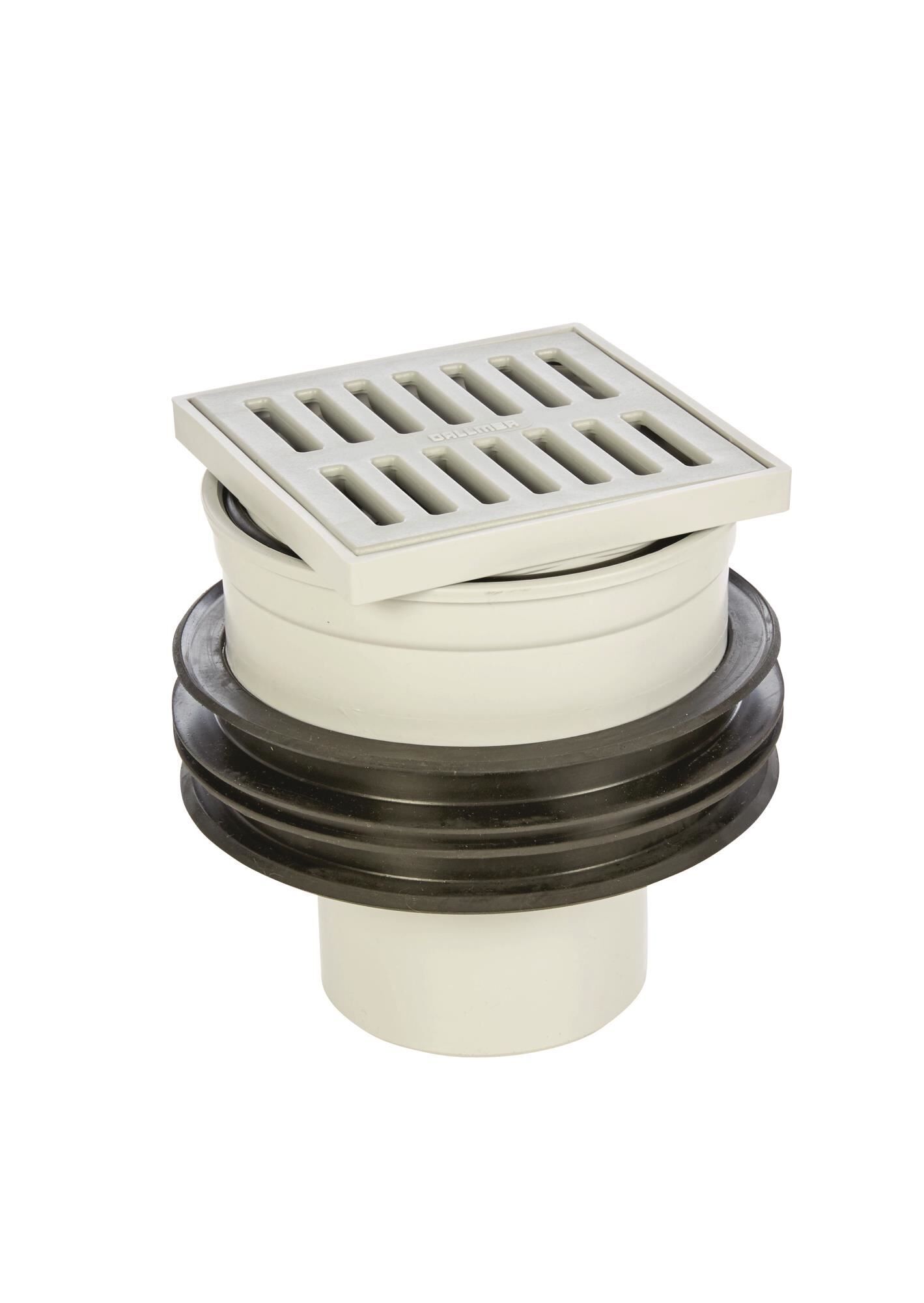 HKD Boden-/ Kellerablauf PP / 15x15 cm Anschluss DN100+DN50
