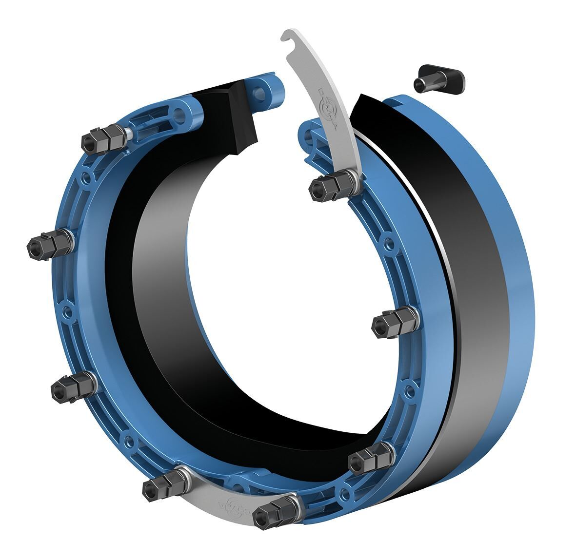 Curaflex Nova Uno/T (aufklappbar) DN 150 für 63,0 mm bis 68,0 mm HK / EPDM