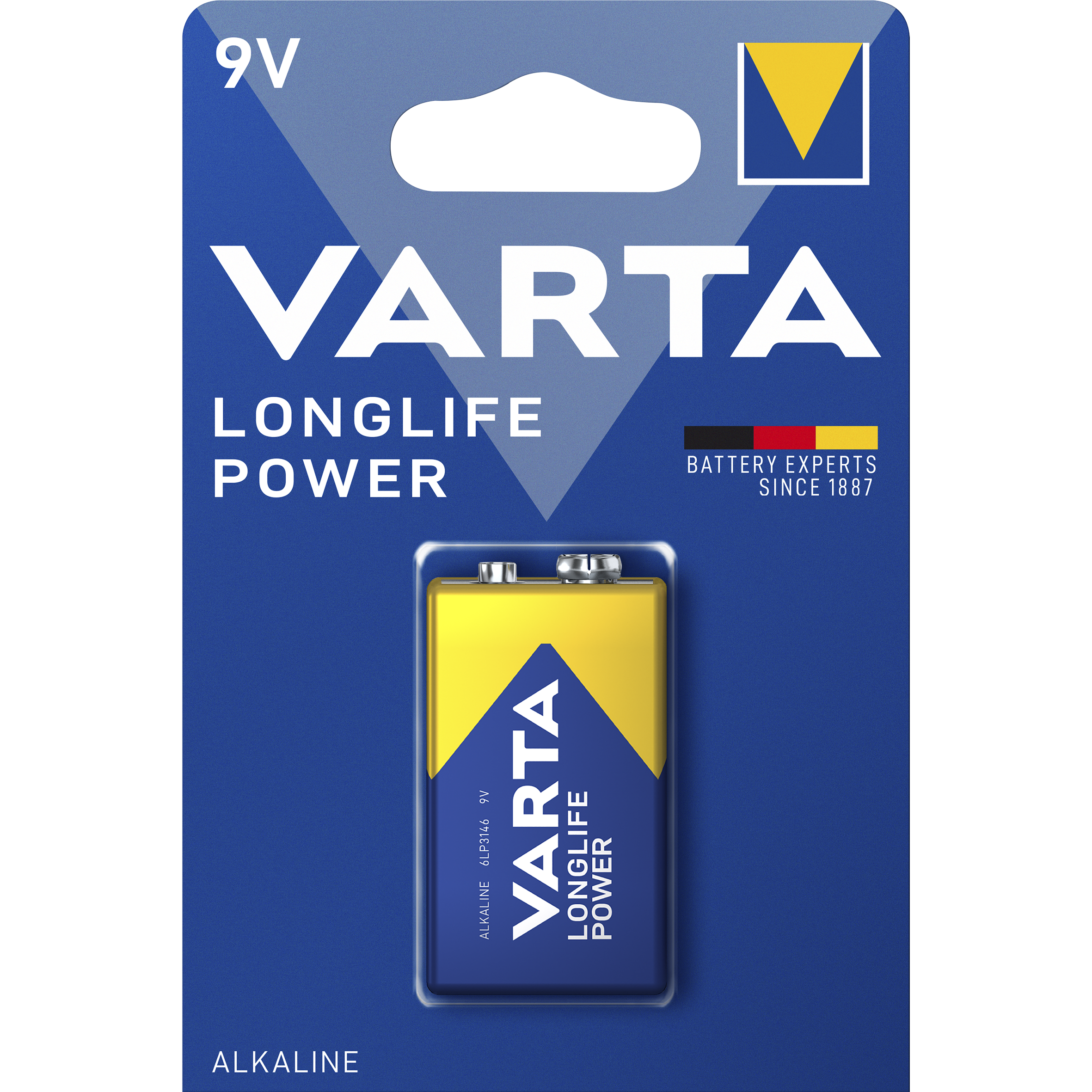 E-Blockbatterie VARTA ''Longlife Power'' 9V, Typ 6F22, 1-er Blister