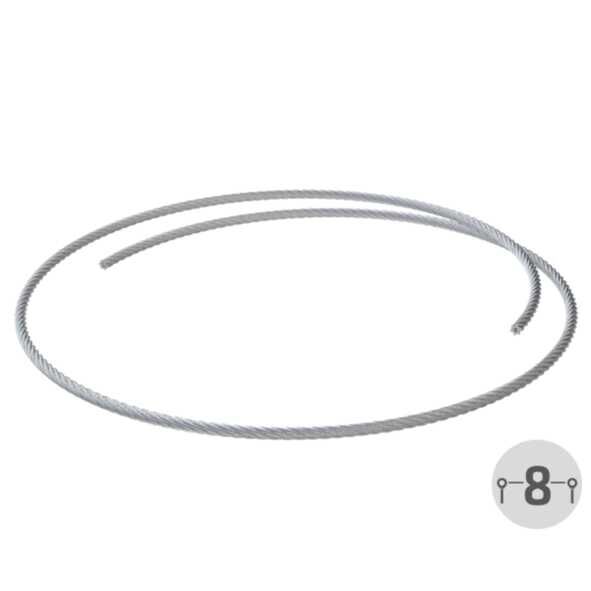 ABS Spezial-Edelstahlseil Gablekopf - 30 m // 8 mm Seilsicherungssystem