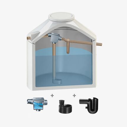 FUCHS Aqualith Betonzisterne - Komplettpaket clever - 6,6 m3 Speichervolumen