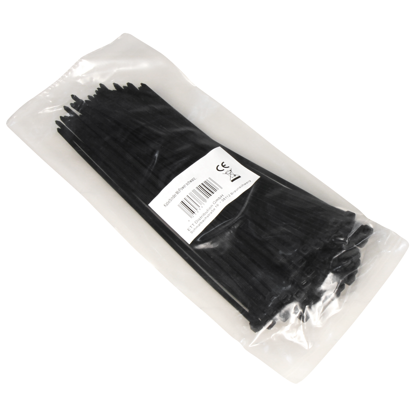 Kabelbinder McPower, schwarz, 200x2,5mm, 100er-Pack, UV beständig