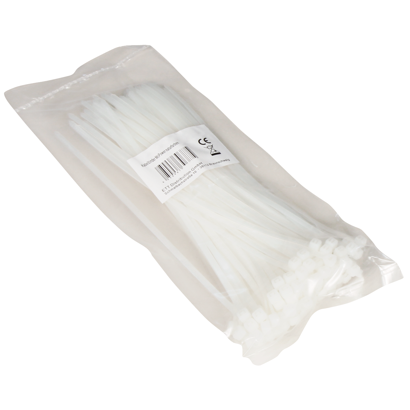Kabelbinder McPower, transparent, 200x2,5mm, 100er-Pack, UV beständig