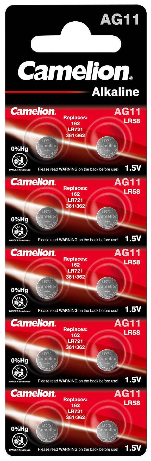 Knopfzelle CAMELION, AG11, 1,5V, Alkaline, 10er-Blister