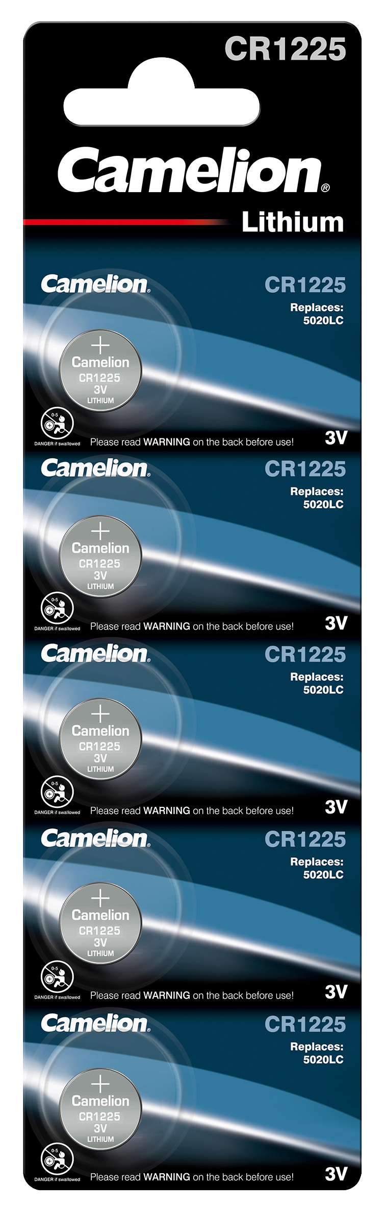 Knopfzelle CAMELION, CR1225 3,0V, Lithium, 5er-Blister