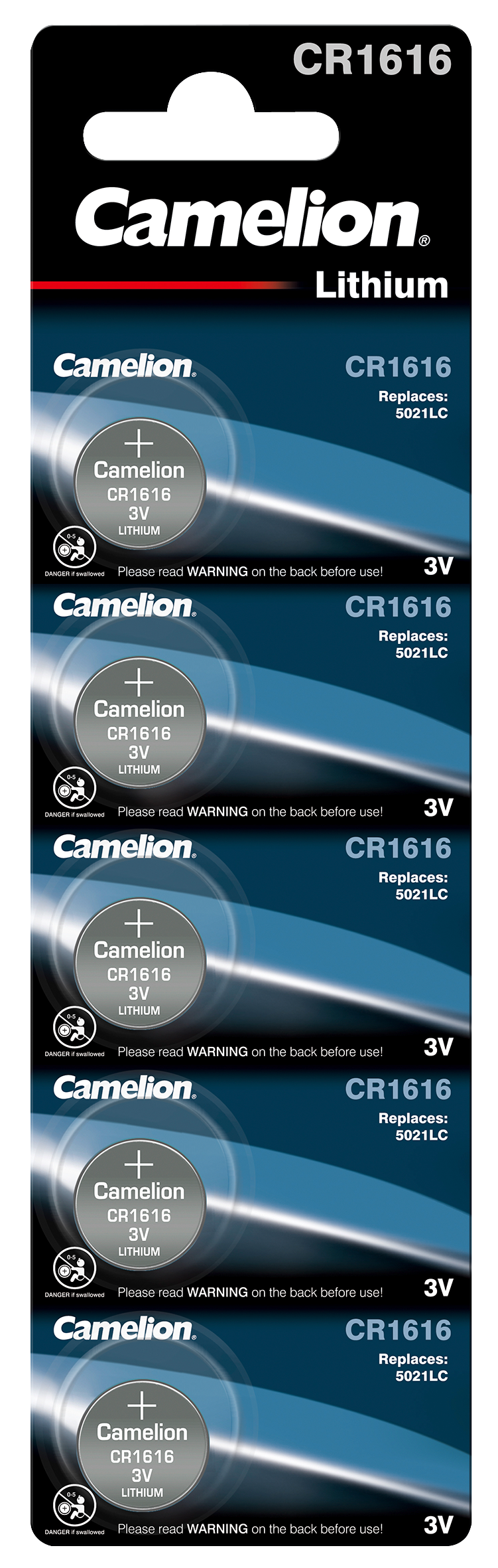 Knopfzelle CAMELION, CR1616 3,0V, Lithium, 5er-Blister