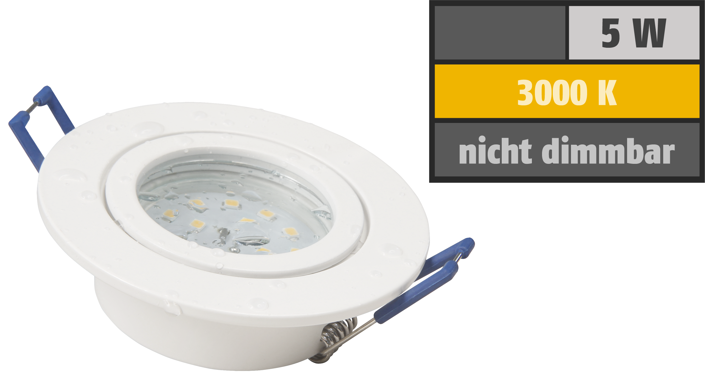 LED-Einbauleuchte McShine ''Flatty'' Ø83mm, 5W, 400lm, warmweiß, IP44