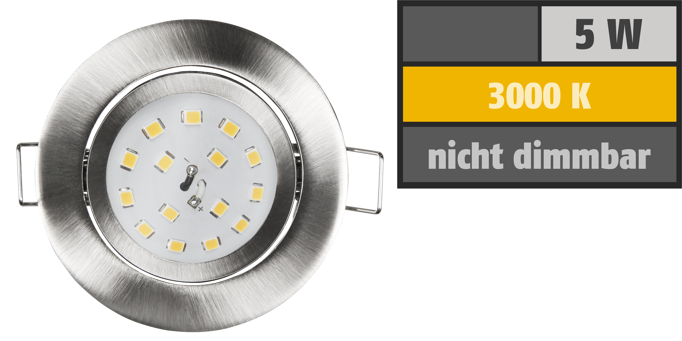 LED Einbauleuchte McShine ''Slim'' 82x27mm, 5W, 400lm, 3000K, Edelstahl gebürstet