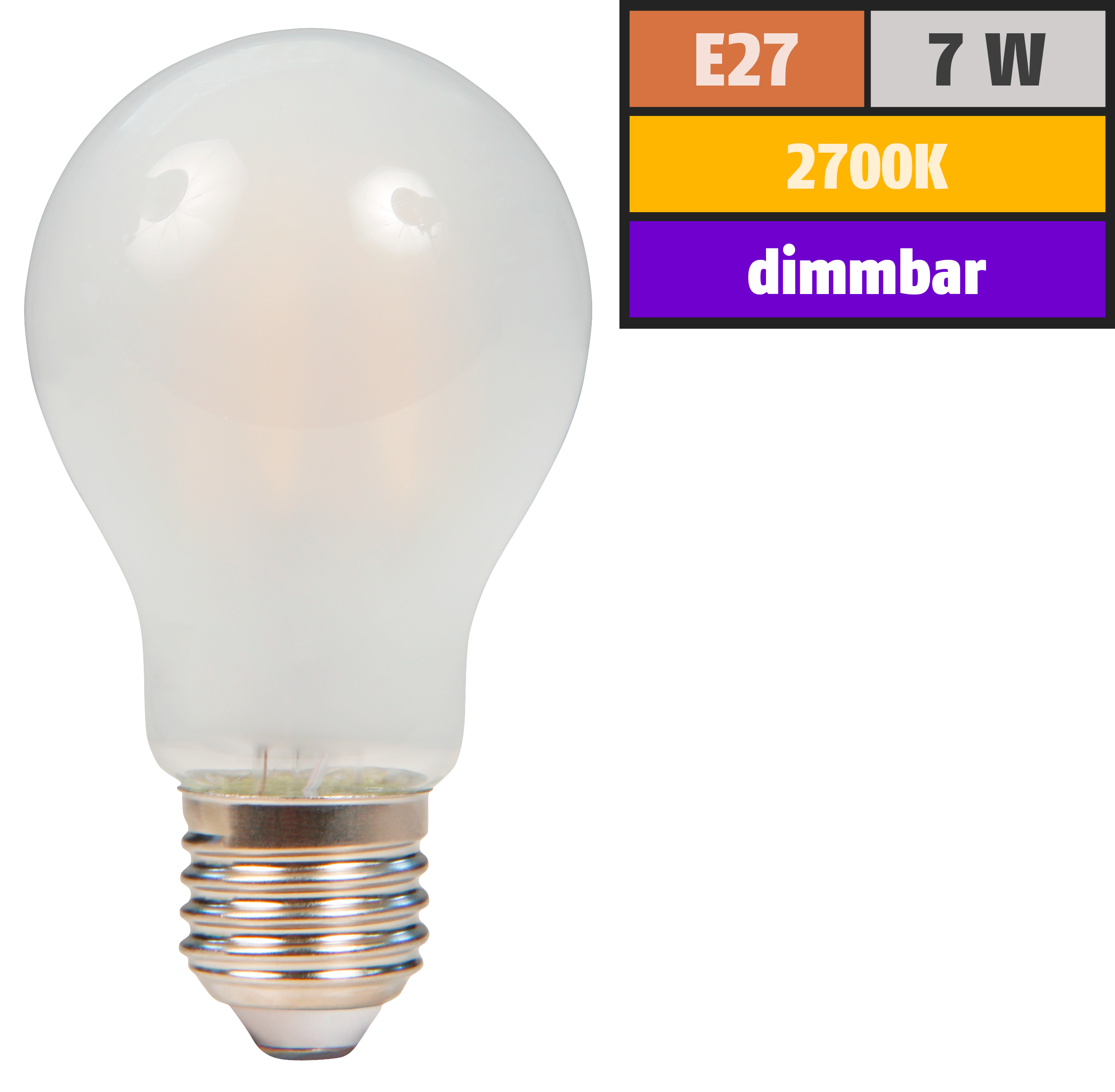 LED Filament Glühlampe McShine ''Filed'', E27, 7W, 820 lm, warmweiß, dimmbar, matt