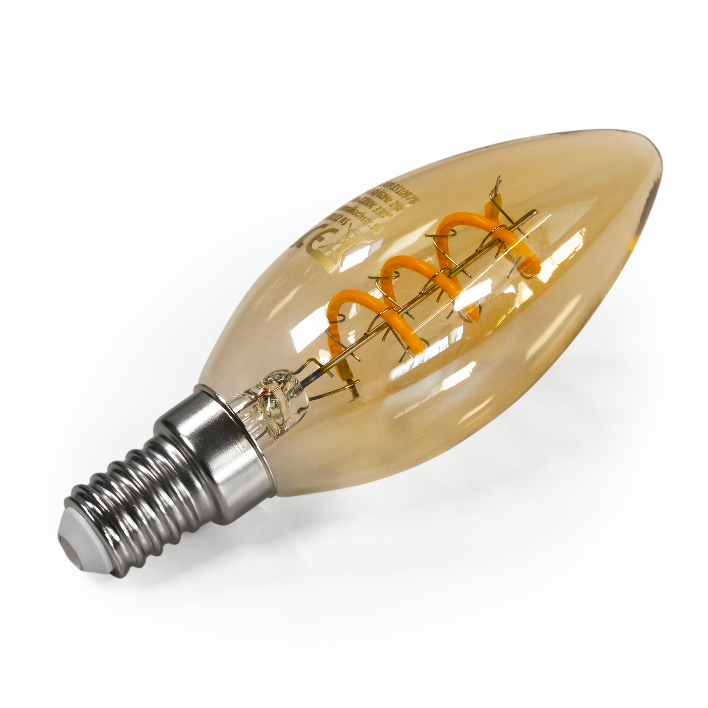 LED Filament Kerzenlampe McShine ''Retro'' E14, 2W, 150lm, warmweiß, goldenes Glas
