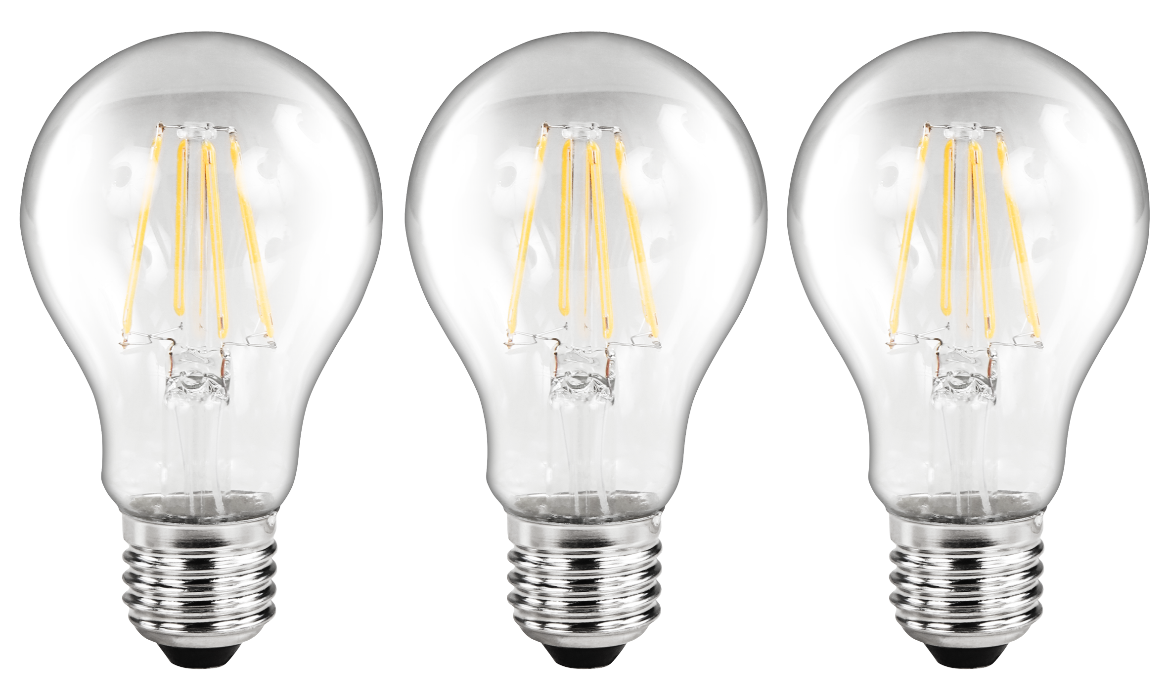 LED Filament Set McShine, 3x Glühlampe, E27, 6W, 810lm, warmweiß, klar