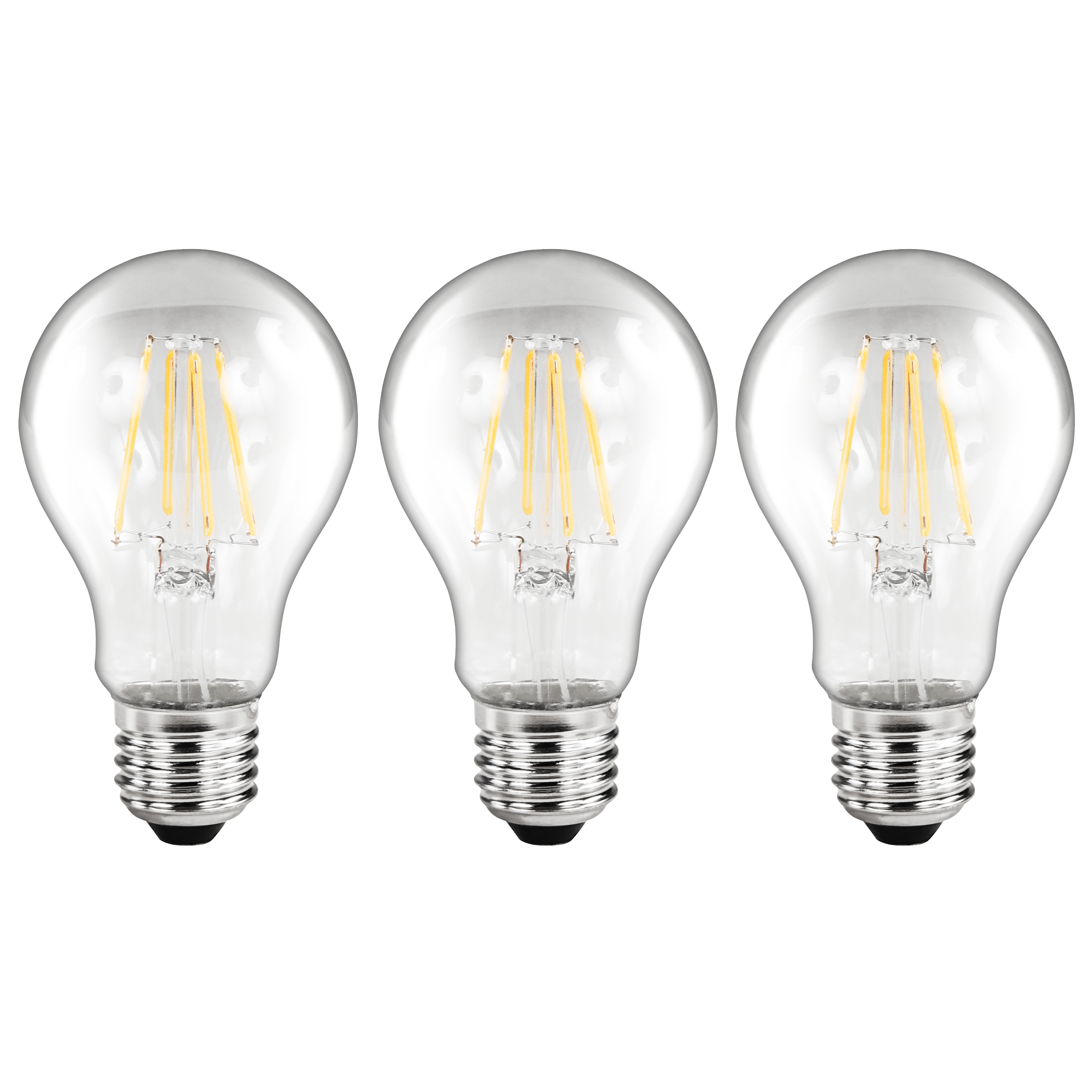 LED Filament Set McShine, 3x Glühlampe, E27, 6W, 810lm, warmweiß, klar