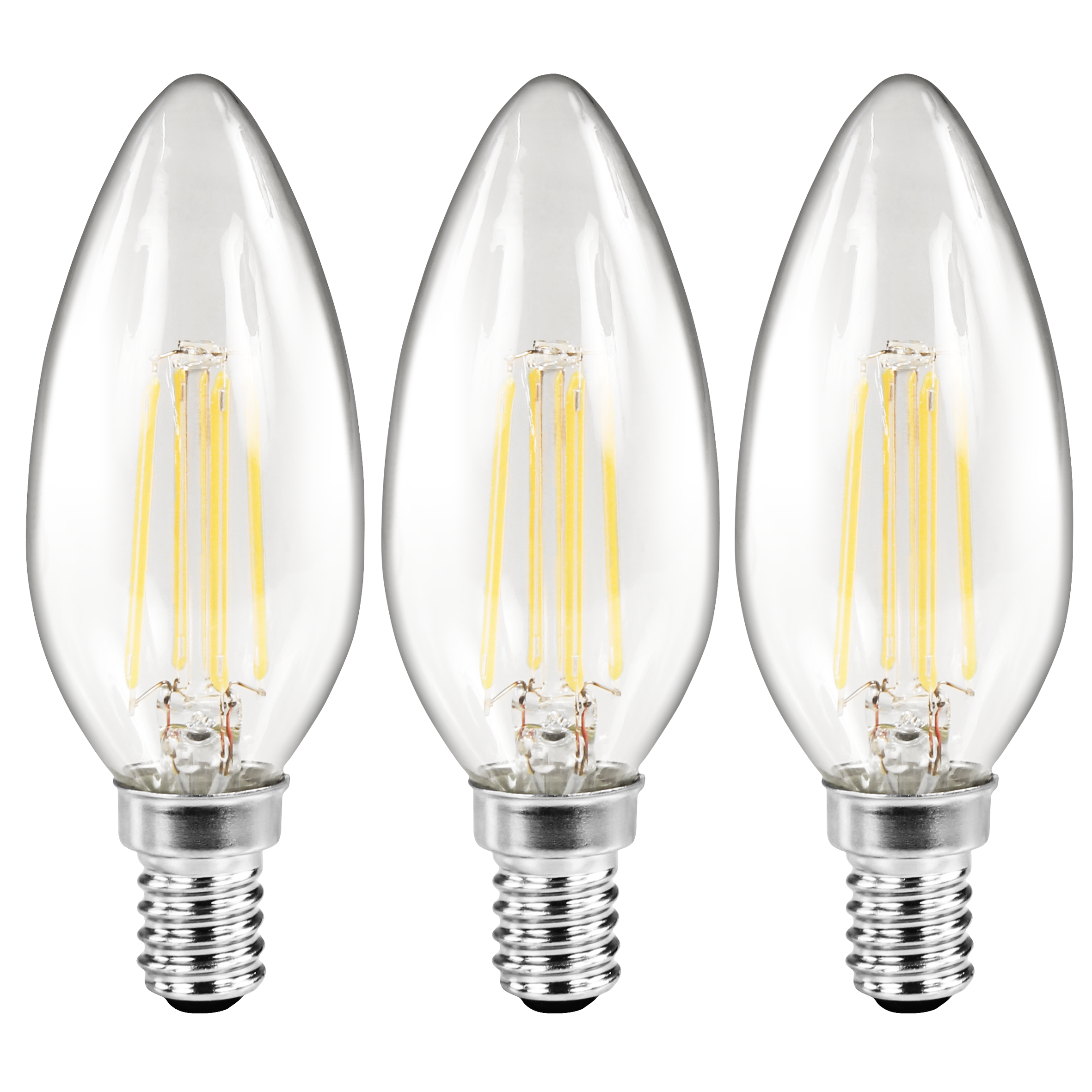 LED Filament Set McShine, 3x Kerzenlampe, E14, 2W, 260lm, warmweiß, klar