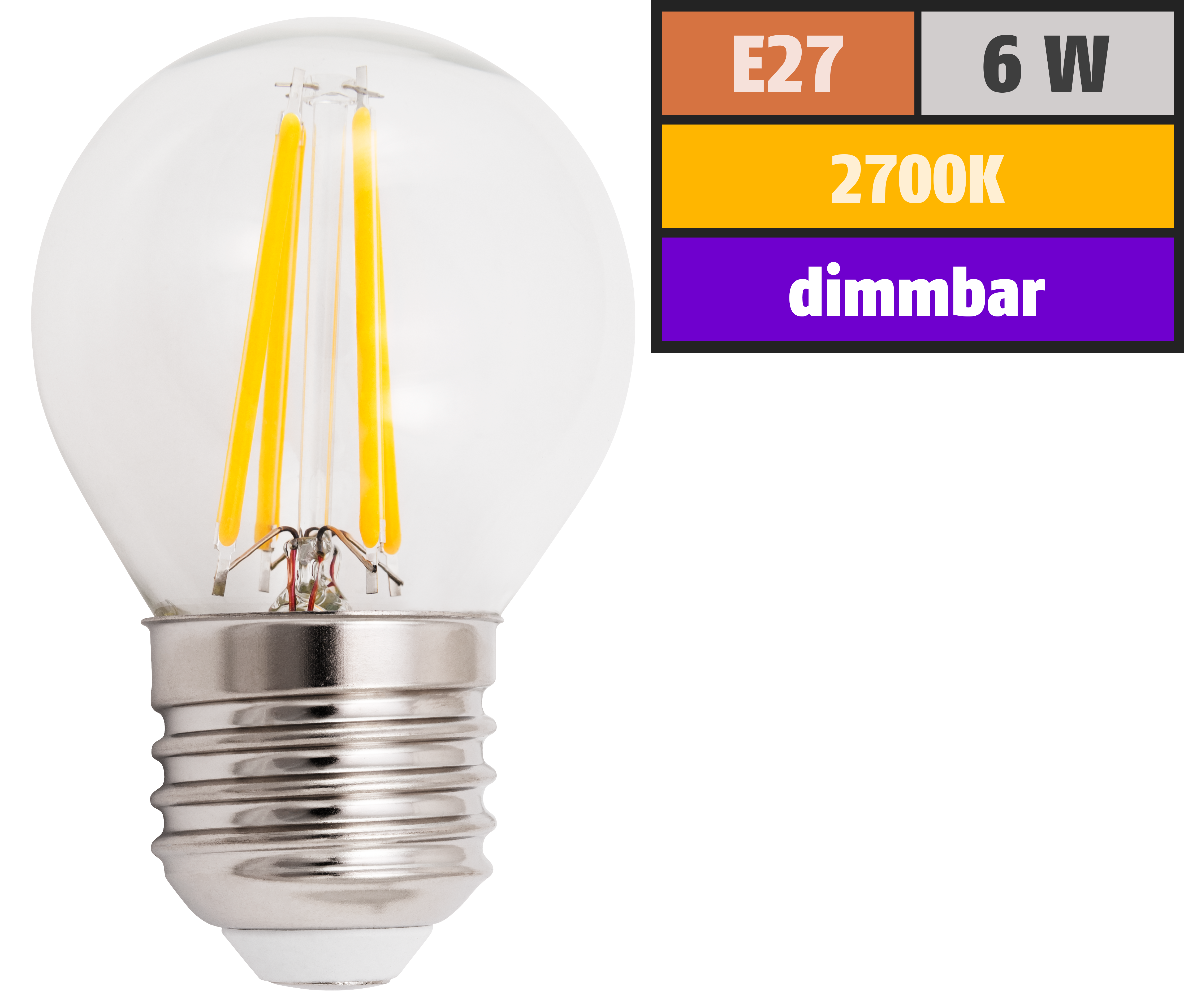 LED Filament Tropfenlampe McShine ''Filed'' E27, 6W, 600lm, warmweiß, dimmbar