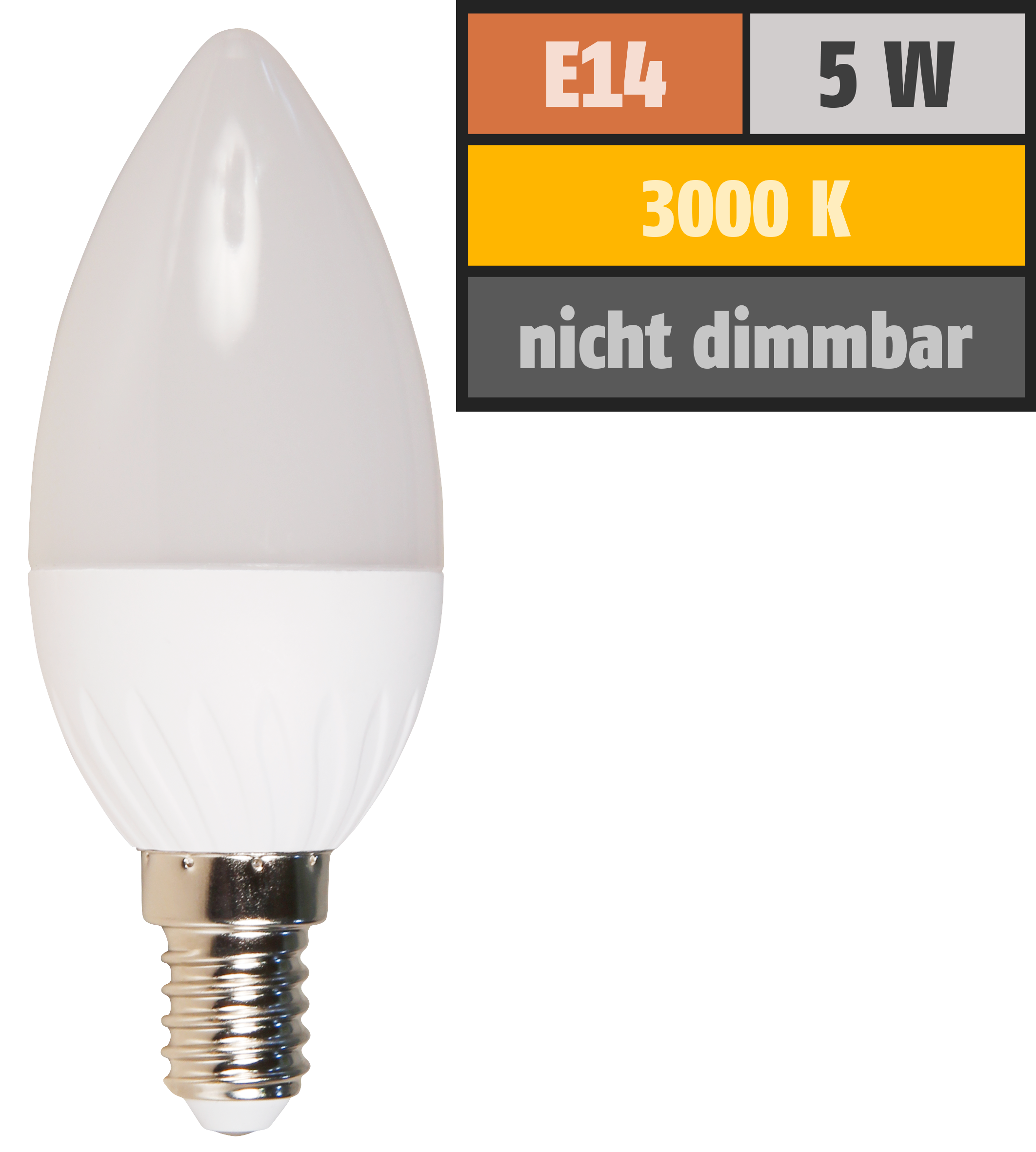 LED-Kerzenlampe McShine ''Brill95'' E14, 5W, 400lm, 160°, warmweiß, Ra >95, 37x98mm