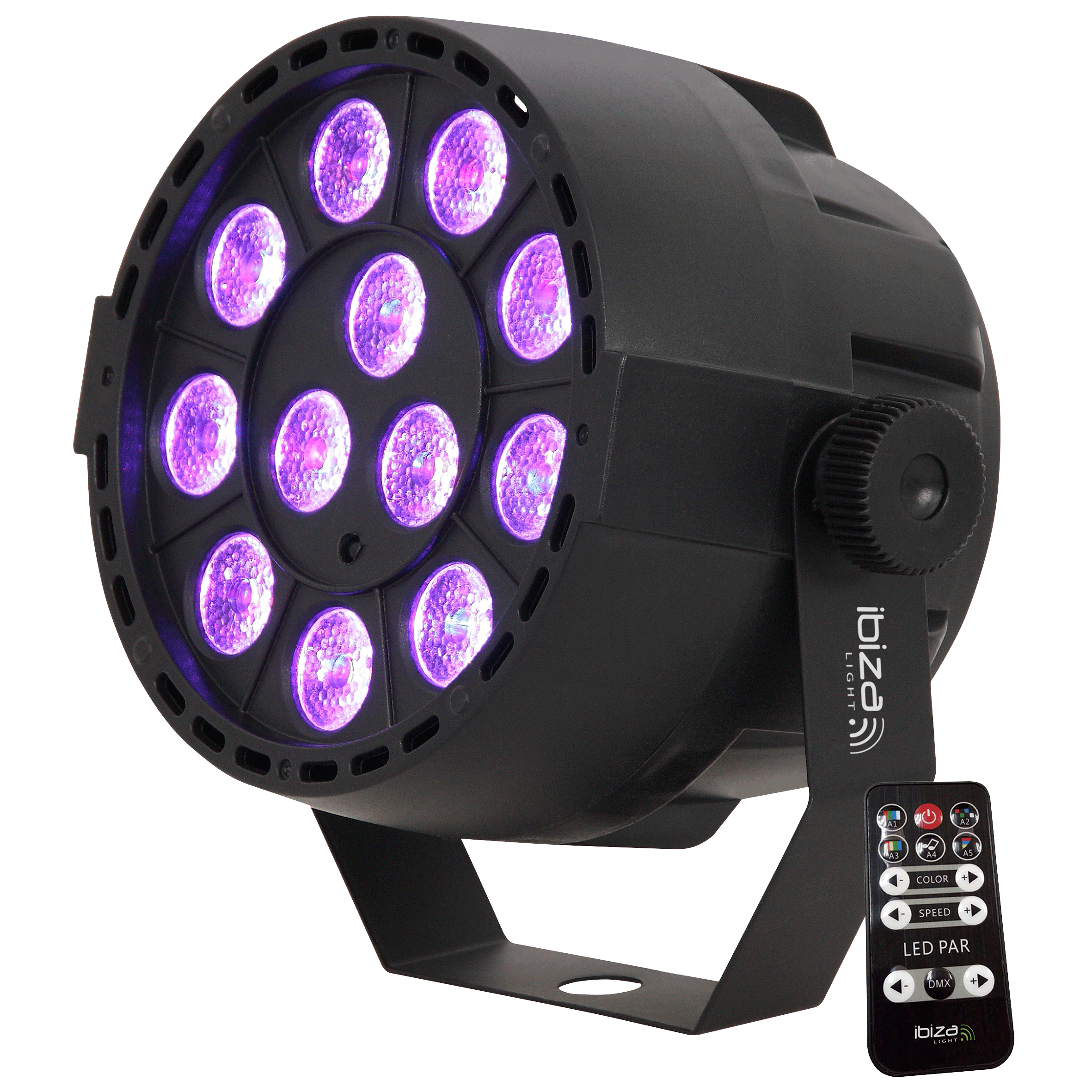 LED-Lichteffekt IBIZA ''PAR-MINI-RGB3'' 12x 3W RGB LED, Musiksteuerung, DMX