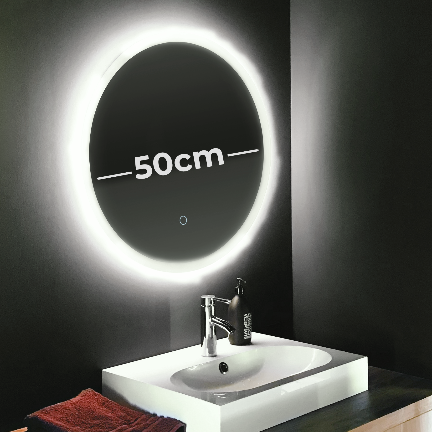 LED-Spiegel McShine Smart mit Touch-Funktion, dimmbar, 18W, 2.300lm, rund