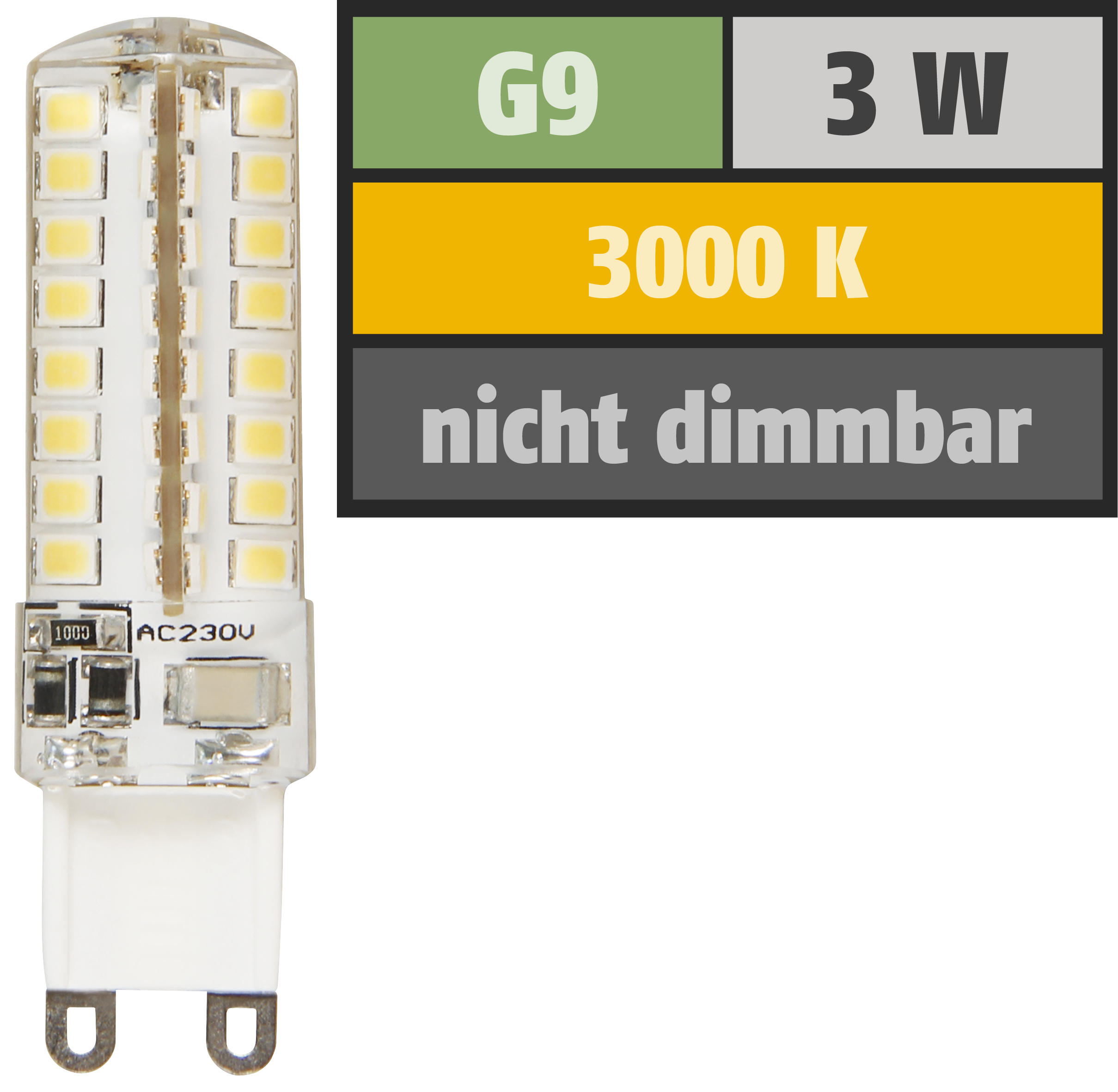 LED-Stiftsockellampe McShine ''Silicia'', G9, 3W, 320 lm, warmweiß