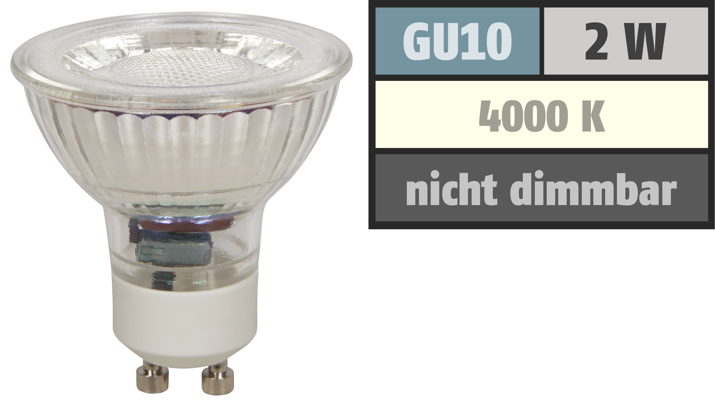 LED-Strahler McShine ''MCOB'' GU10, 2W, 220lm, neutralweiß