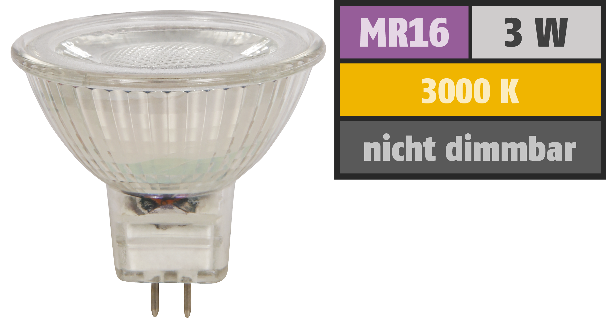 LED-Strahler McShine ''MCOB'' MR16, 3W, 250 lm, warmweiß